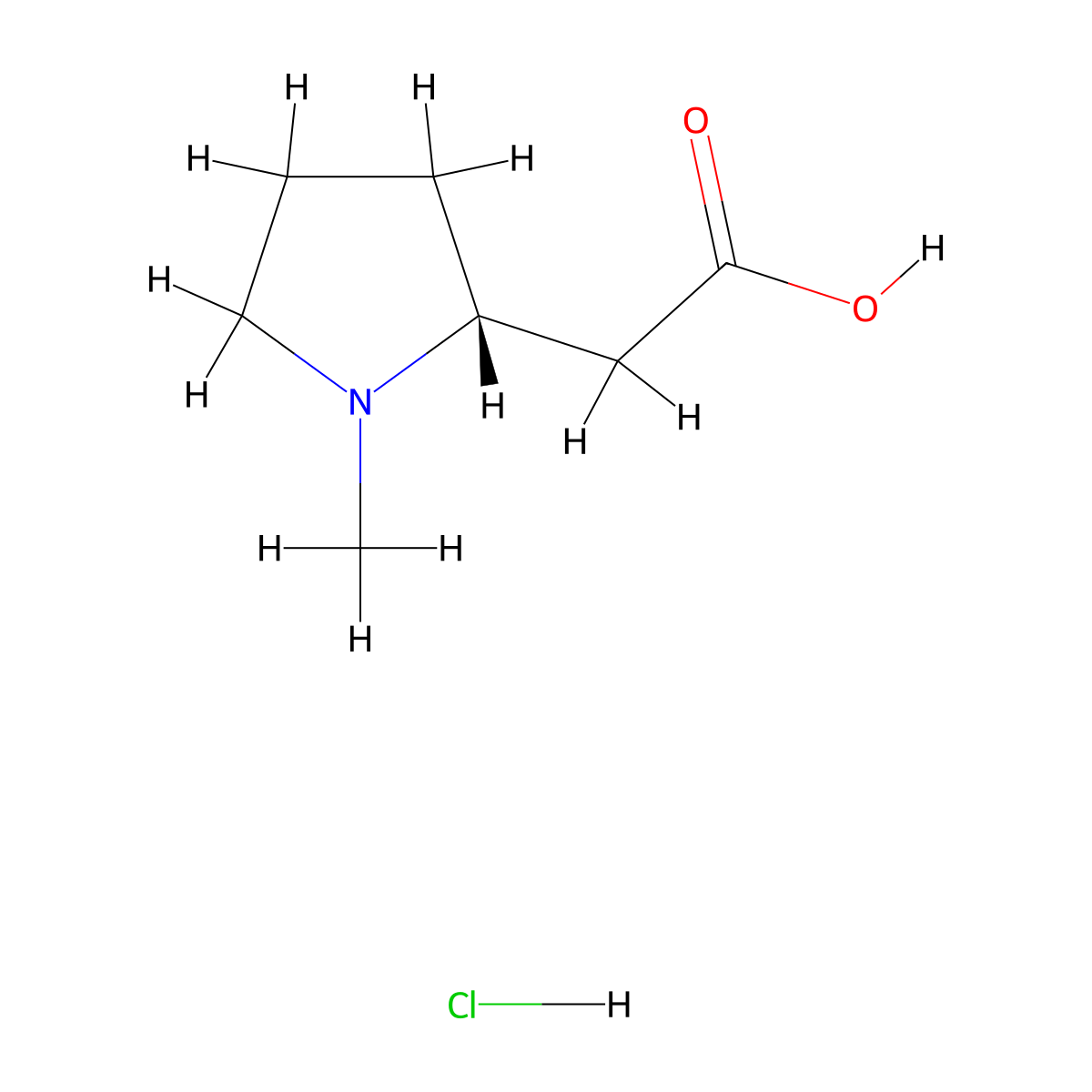 (R)-2-(1-Methylpyrrolidin-2-yl)acetic acid hydrochloride molecular structure, CAS 1174655-95-8