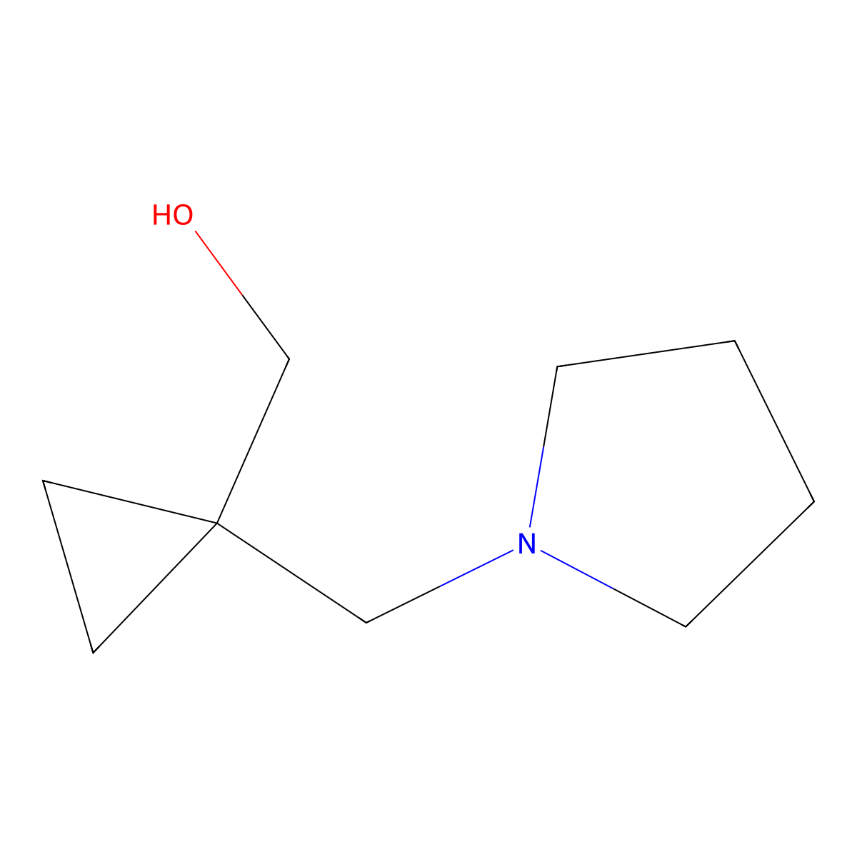(1-((Pyrrolidin-1-yl)methyl)cyclopropyl)methanol molecular structure, CAS 1174666-14-8