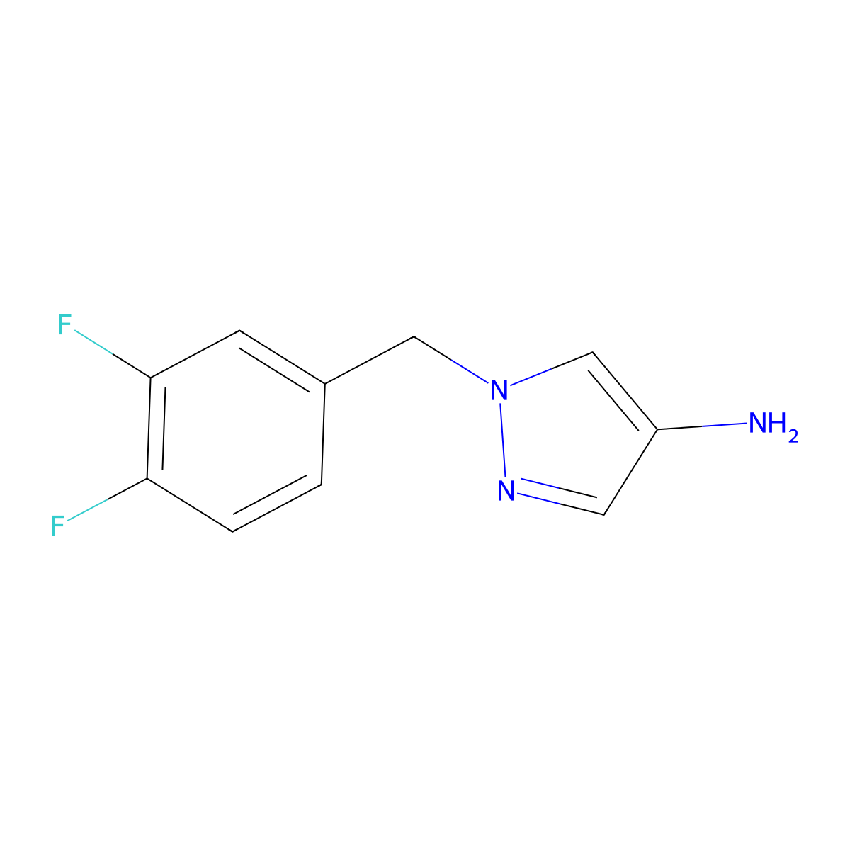 1-[(3,4-Difluorophenyl)methyl]-1H-pyrazol-4-amine molecular structure, CAS 1174666-15-9