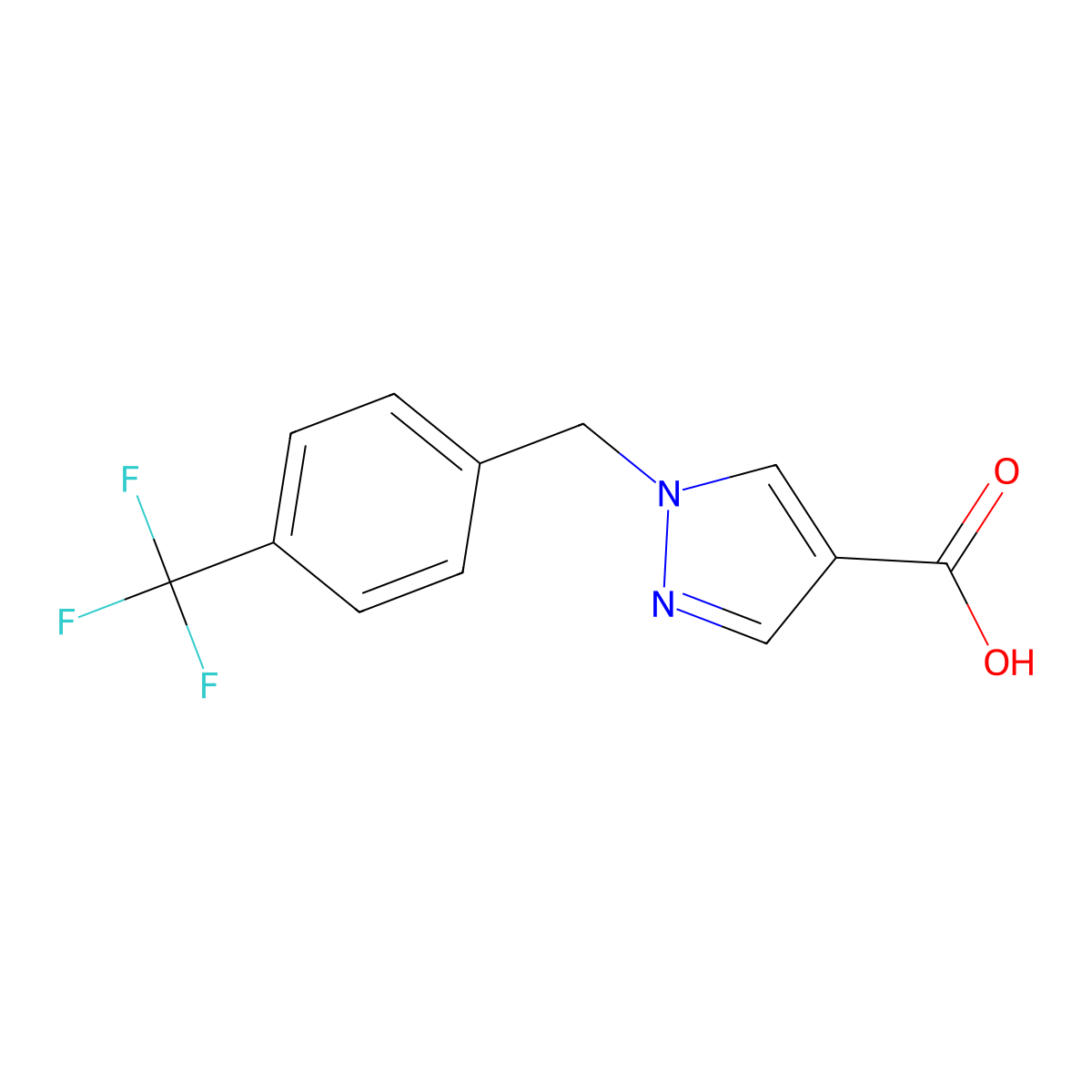 1-(4-Trifluoromethylbenzyl)-1H-pyrazole-4-carboxylic acid molecular structure, CAS 1174666-17-1