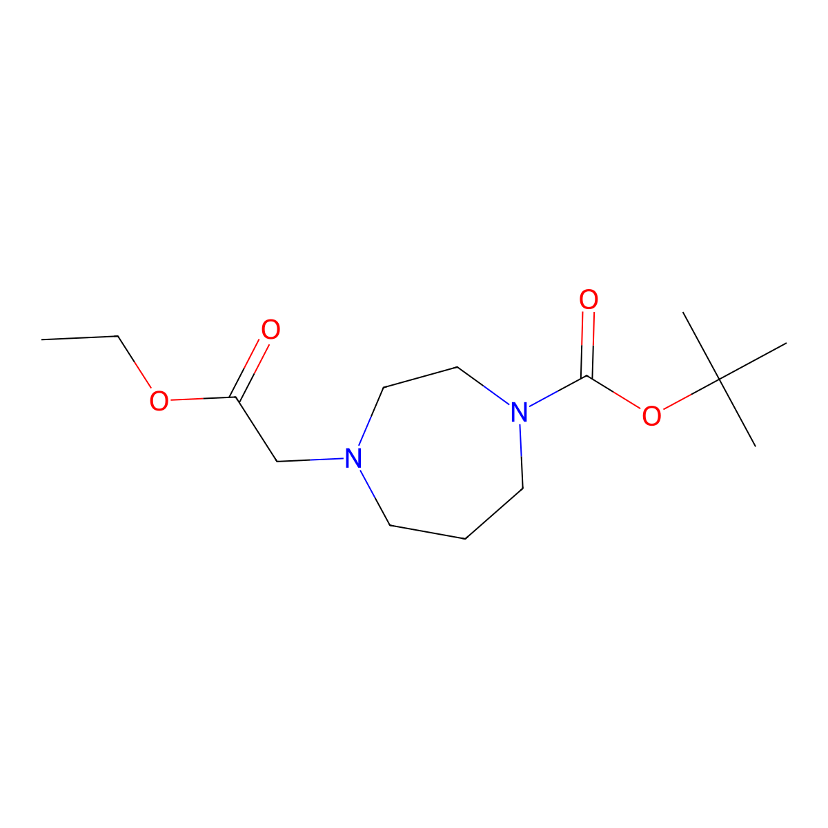 Tert-butyl 4-(2-ethoxy-2-oxoethyl)-1,4-diazepane-1-carboxylate molecular structure, CAS 1174673-77-8