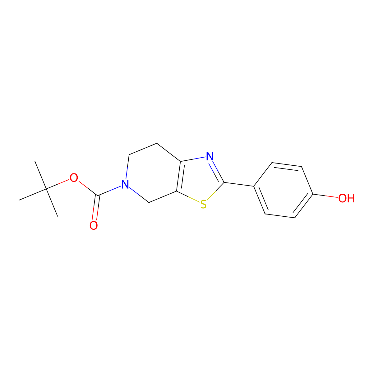 tert-butyl 2-(4-hydroxyphenyl)-6,7-dihydro[1,3]thiazolo[5,4-c]pyridine-5(4H)-carboxylate molecular structure, CAS 1174737-79-1
