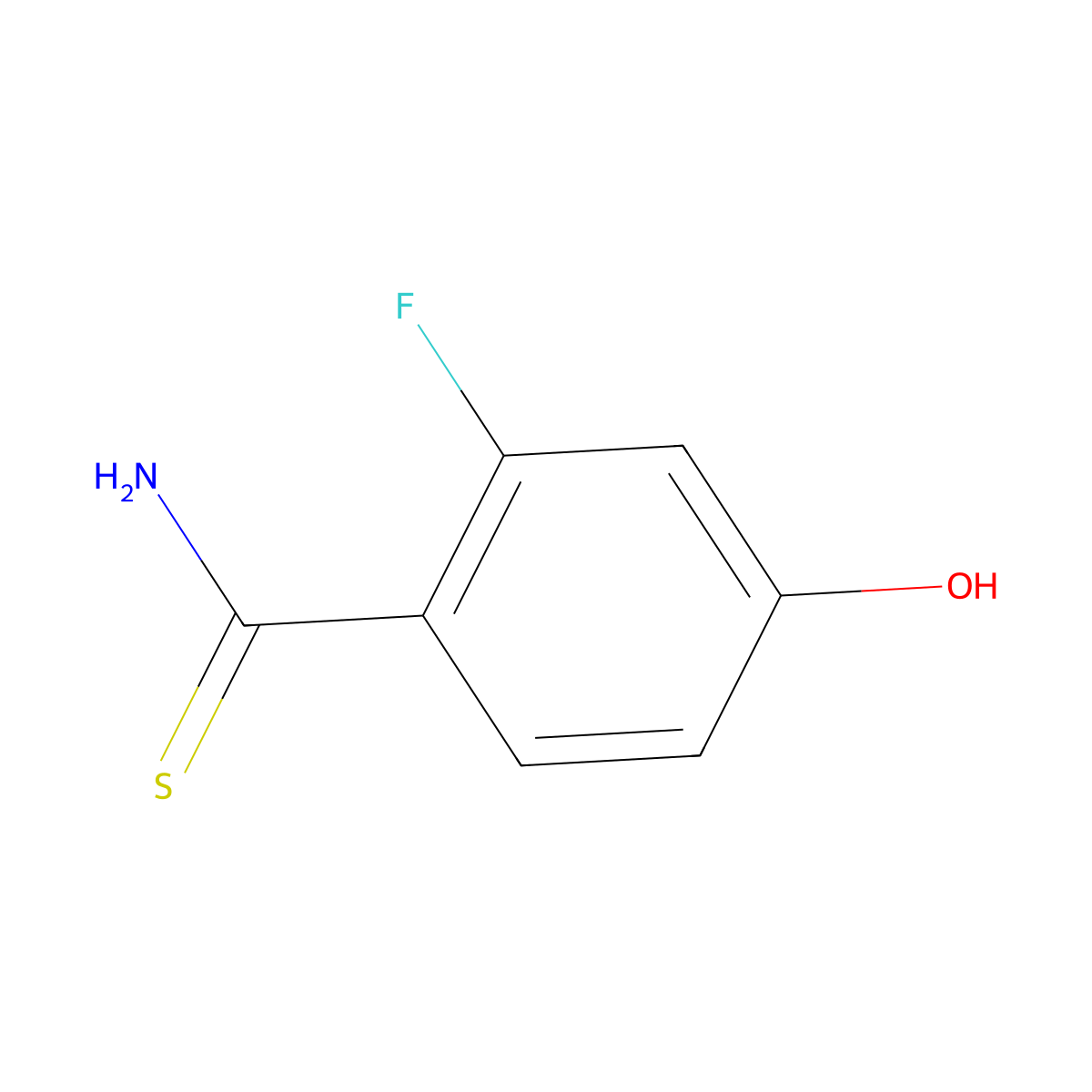 2-Fluoro-4-hydroxybenzene-1-carbothioamide molecular structure, CAS 1174738-05-6