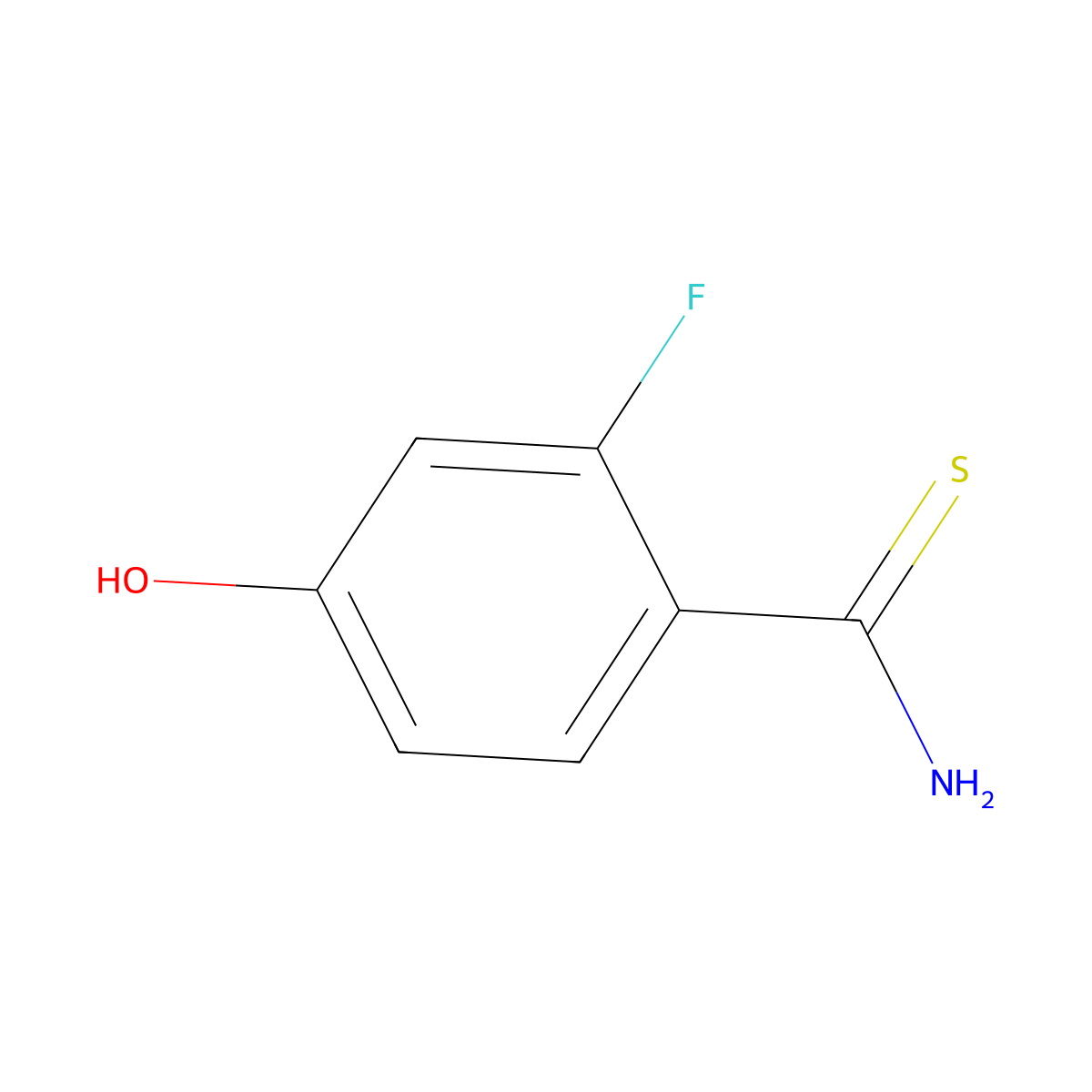 2-Fluoro-4-hydroxybenzene-1-carbothioamide molecular structure, CAS 1174738-05-6