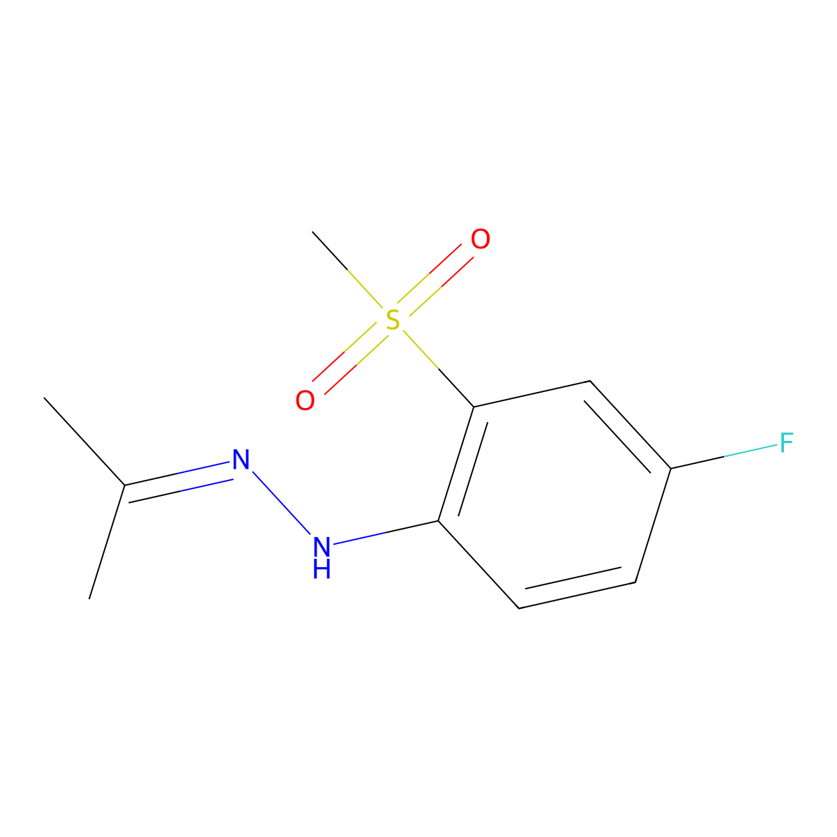 2-Propanone, 2-[4-fluoro-2-(methylsulfonyl)phenyl]hydrazone molecular structure, CAS 1174743-98-6