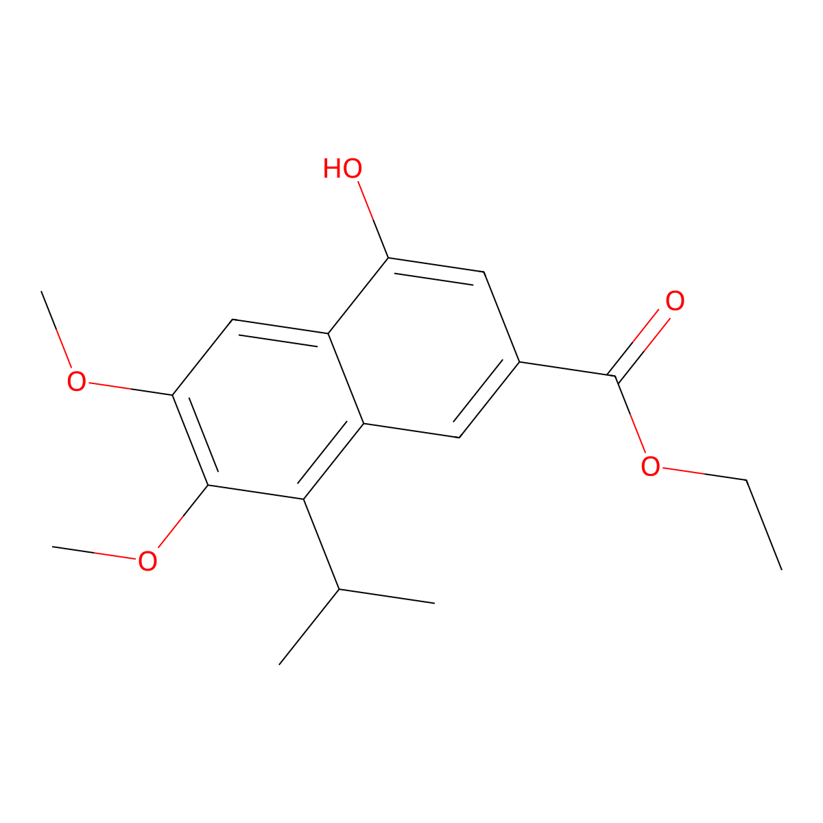 Ethyl 4-hydroxy-8-isopropyl-6,7-dimethoxy-2-naphthoate molecular structure, CAS 1174764-48-7
