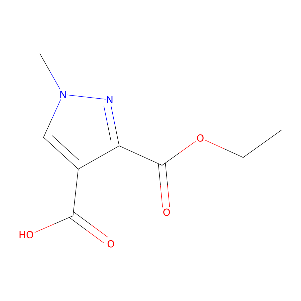3-(ethoxycarbonyl)-1-methyl-1H-pyrazole-4-carboxylic acid molecular structure, CAS 1174830-89-7