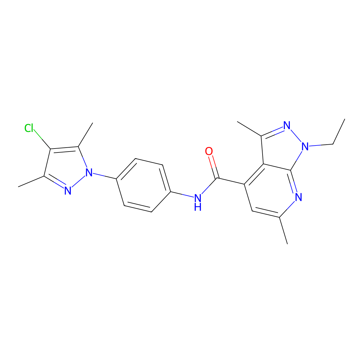 N-[4-(4-chloro-3,5-dimethyl-1H-pyrazol-1-yl)phenyl]-1-ethyl-3,6-dimethyl-1H-pyrazolo[3,4-b]pyridine-4-carboxamide molecular structure, CAS 1174832-48-4