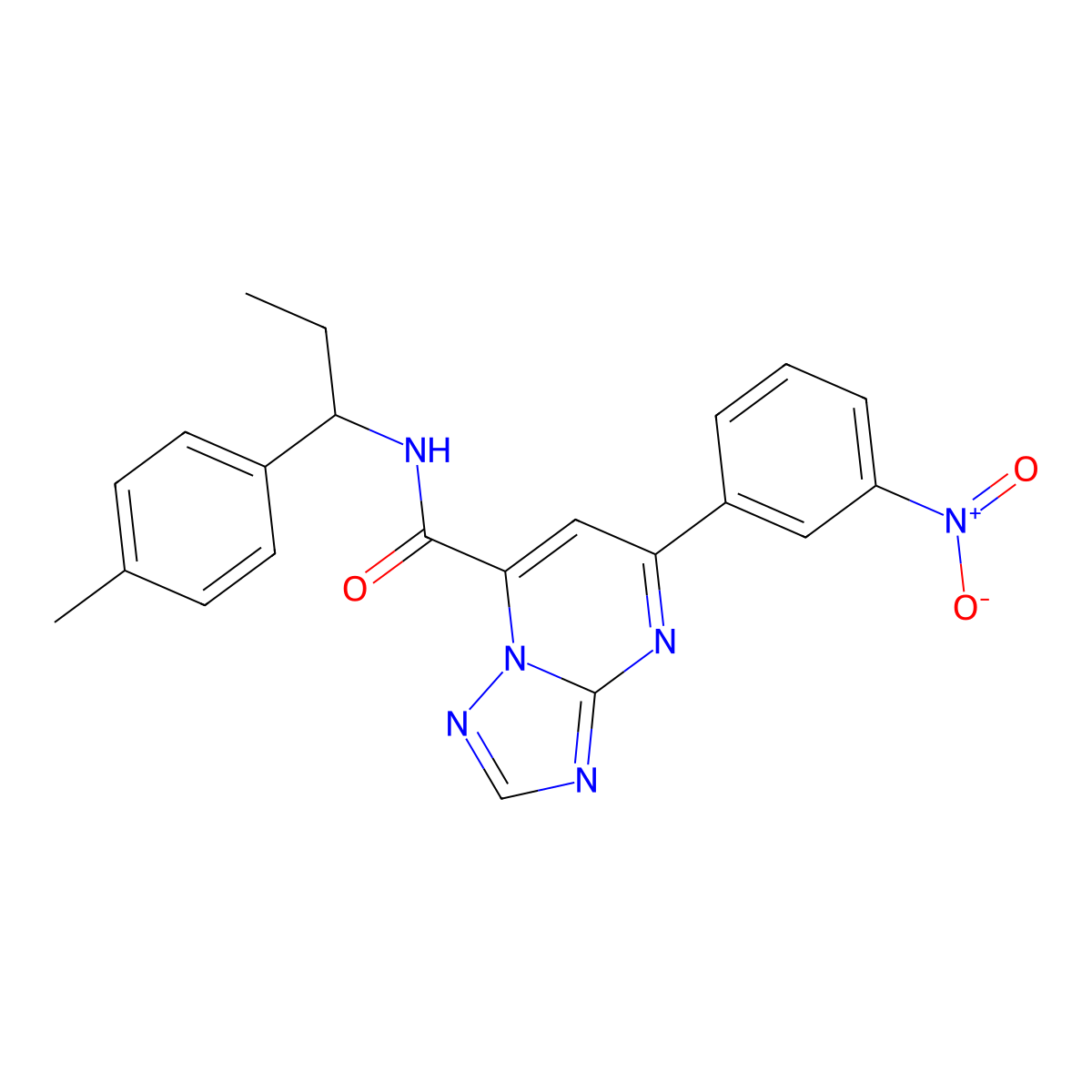 N-[1-(4-methylphenyl)propyl]-5-(3-nitrophenyl)[1,2,4]triazolo[1,5-a]pyrimidine-7-carboxamide molecular structure, CAS 1174833-74-9