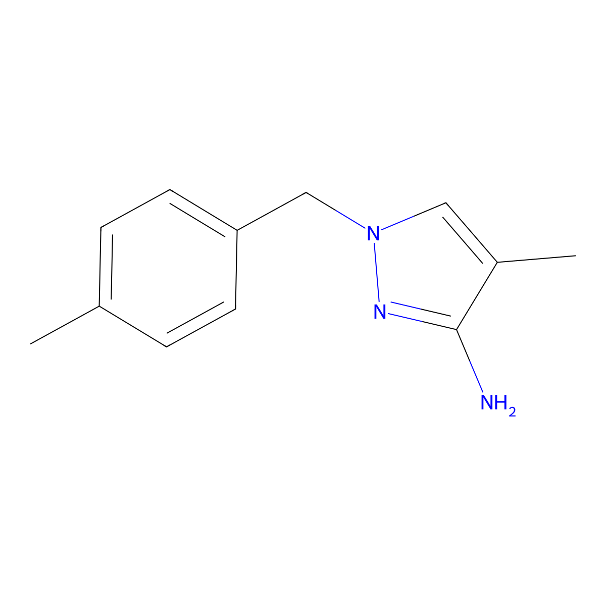 4-methyl-1-(4-methylbenzyl)-1H-pyrazol-3-amine molecular structure, CAS 1174833-98-7