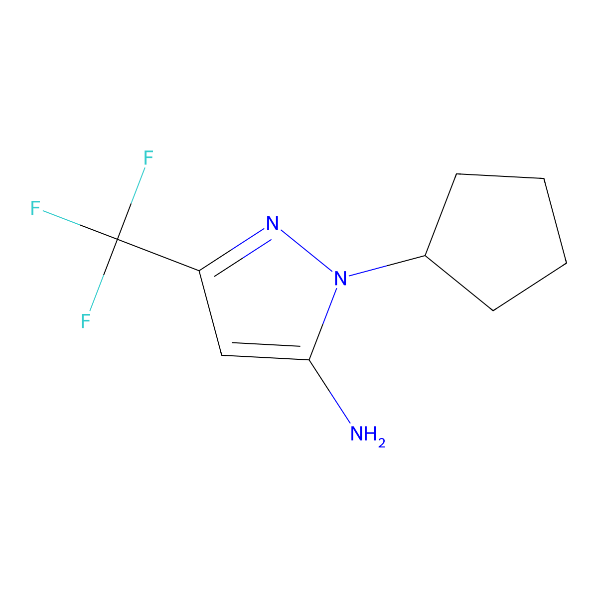 1-cyclopentyl-3-(trifluoromethyl)-1H-pyrazol-5-amine molecular structure, CAS 1174834-97-9
