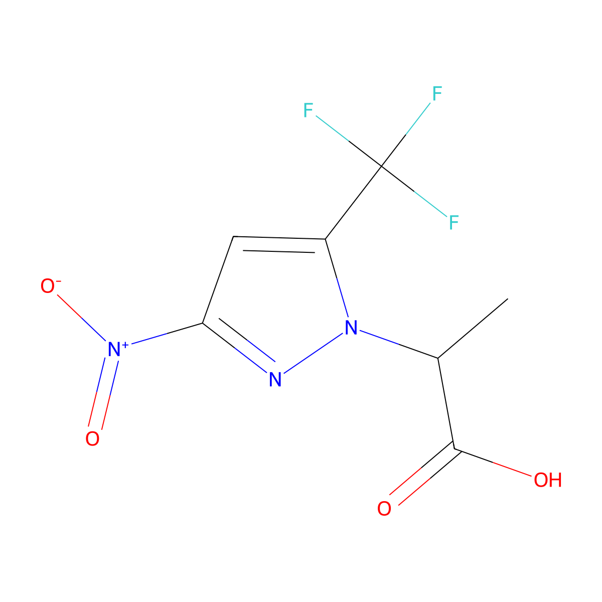 2-(3-Nitro-5-(trifluoromethyl)-1H-pyrazol-1-yl)propanoic acid molecular structure, CAS 1174835-47-2