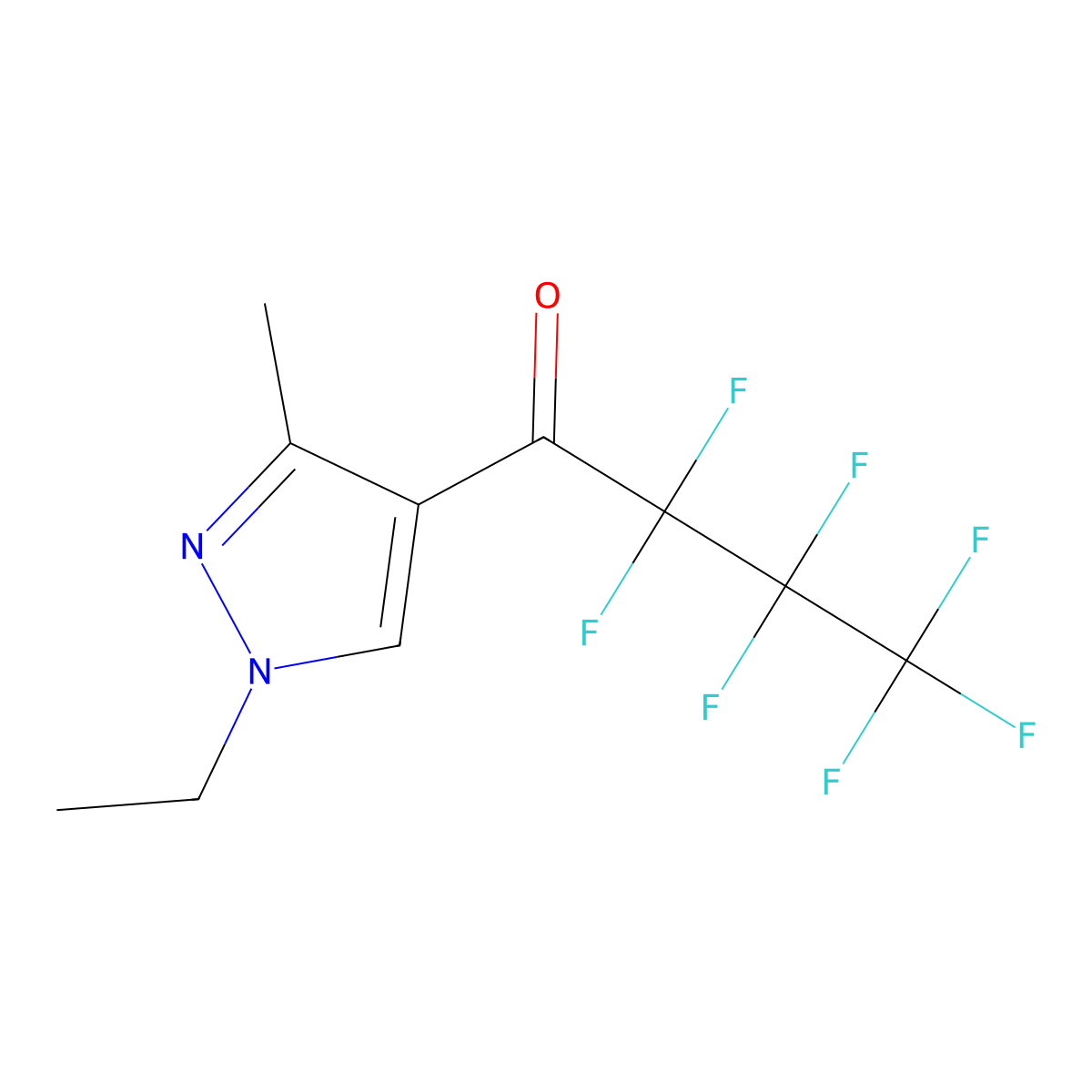 1-(1-ethyl-3-methyl-1H-pyrazol-4-yl)-2,2,3,3,4,4,4-heptafluorobutan-1-one molecular structure, CAS 1174835-54-1