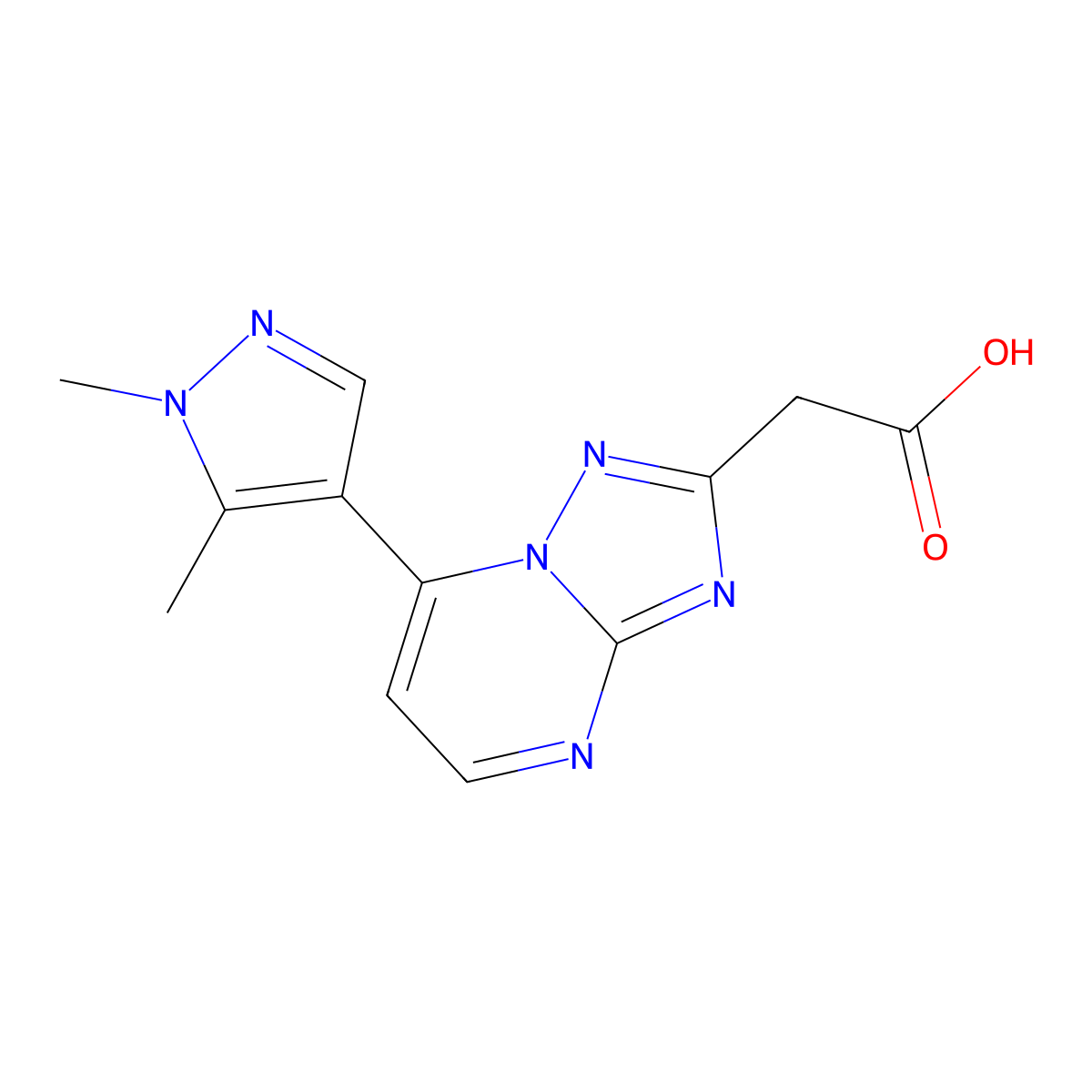 [7-(1,5-dimethyl-1H-pyrazol-4-yl)[1,2,4]triazolo[1,5-a]pyrimidin-2-yl]acetic acid molecular structure, CAS 1174835-55-2