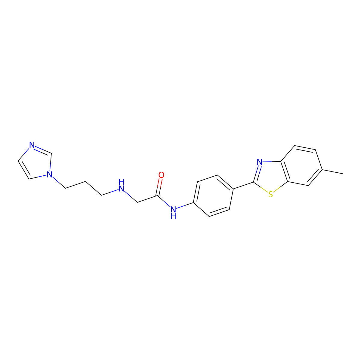 2-[(3-imidazolylpropyl)amino]-N-[4-(6-methylbenzothiazol-2-yl)phenyl]acetamide molecular structure, CAS 1174836-23-7