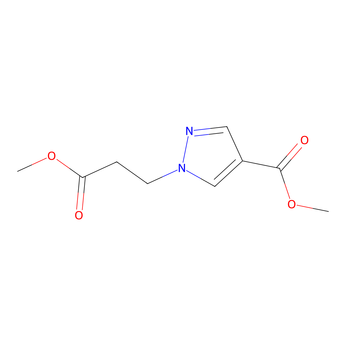 methyl 1-(3-methoxy-3-oxopropyl)-1H-pyrazole-4-carboxylate molecular structure, CAS 1174836-98-6