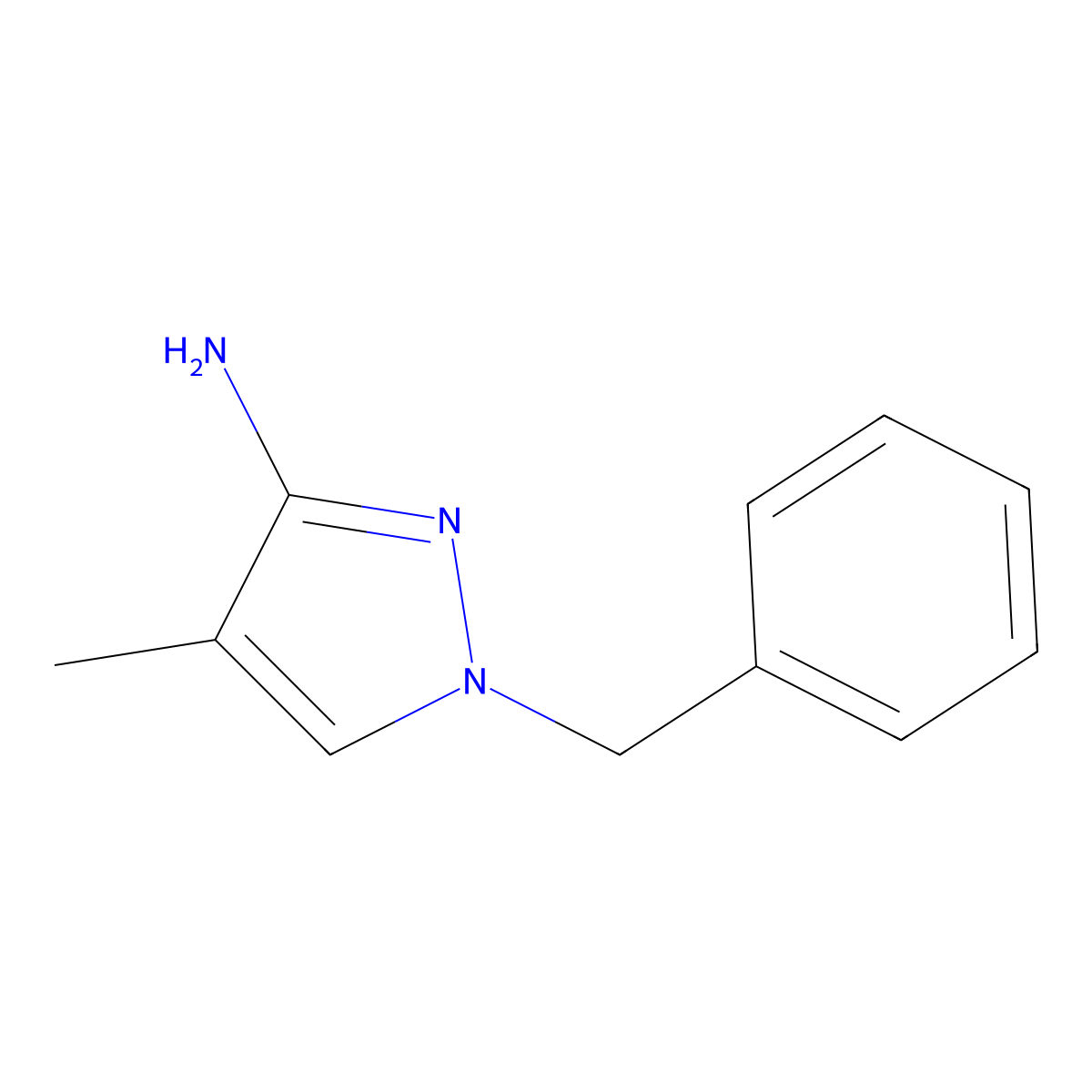 1-benzyl-4-methyl-1H-pyrazol-3-amine molecular structure, CAS 1174838-25-5