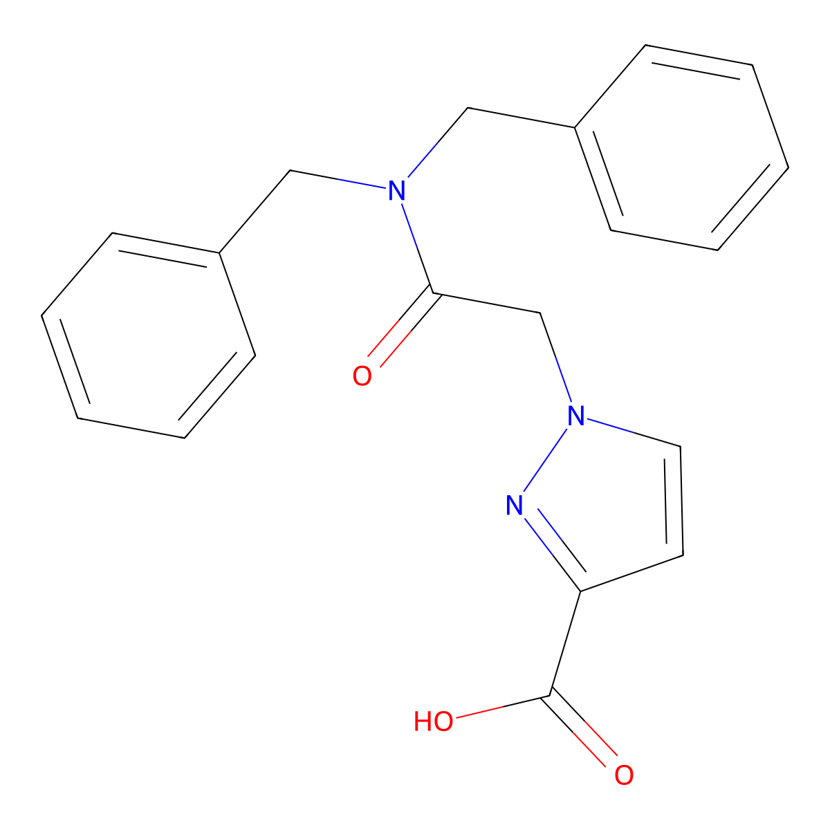 1-[2-(dibenzylamino)-2-oxoethyl]-1H-pyrazole-3-carboxylic acid molecular structure, CAS 1174838-40-4