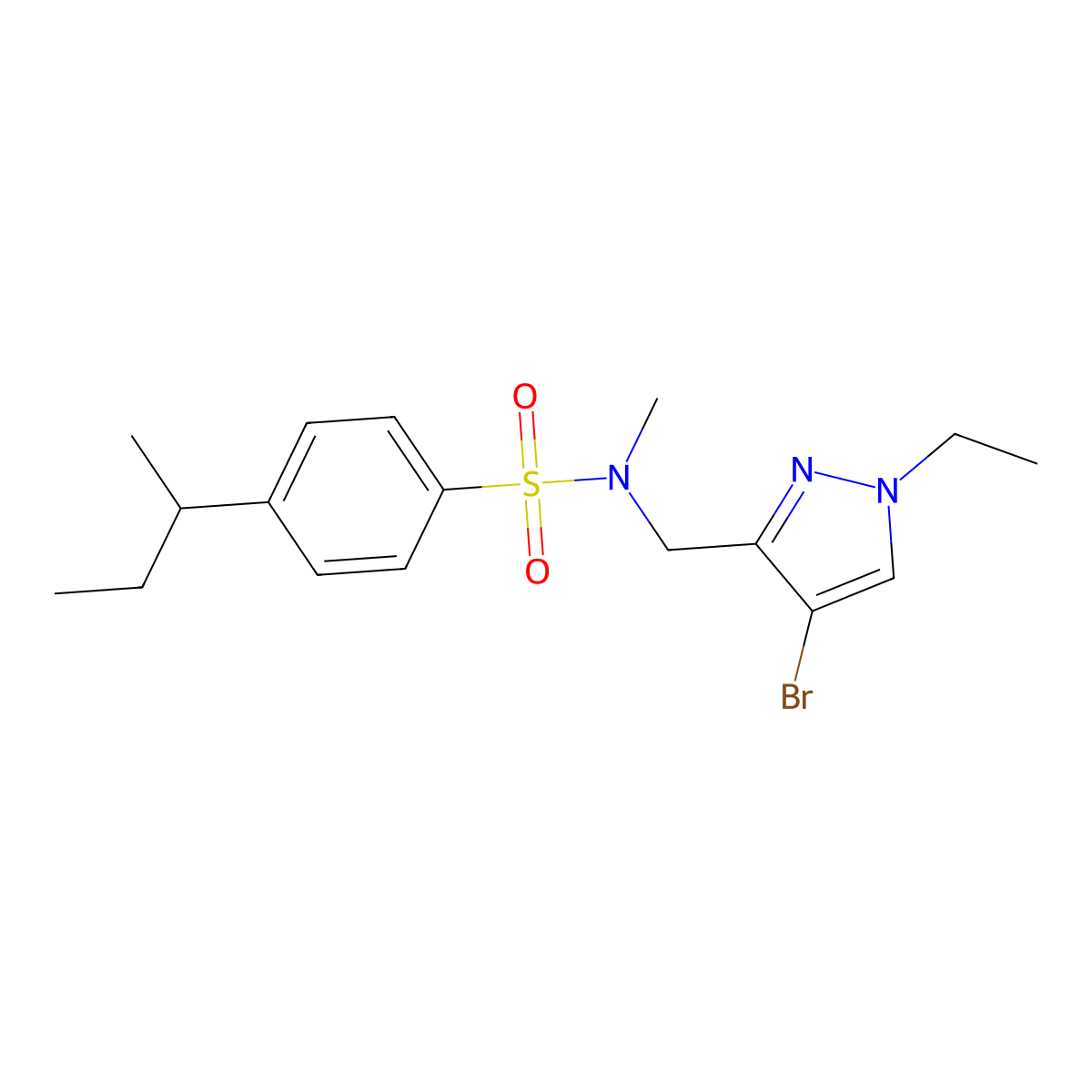 N-[(4-bromo-1-ethyl-1H-pyrazol-3-yl)methyl]-4-(butan-2-yl)-N-methylbenzenesulfonamide molecular structure, CAS 1174838-88-0