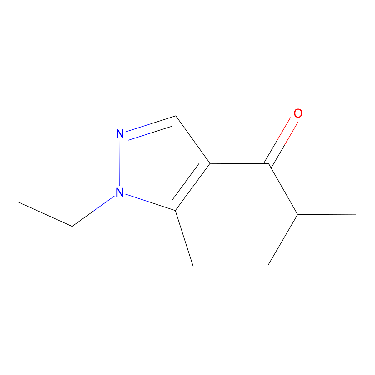 1-(1-ethyl-5-methyl-1H-pyrazol-4-yl)-2-methylpropan-1-one molecular structure, CAS 1174840-15-3