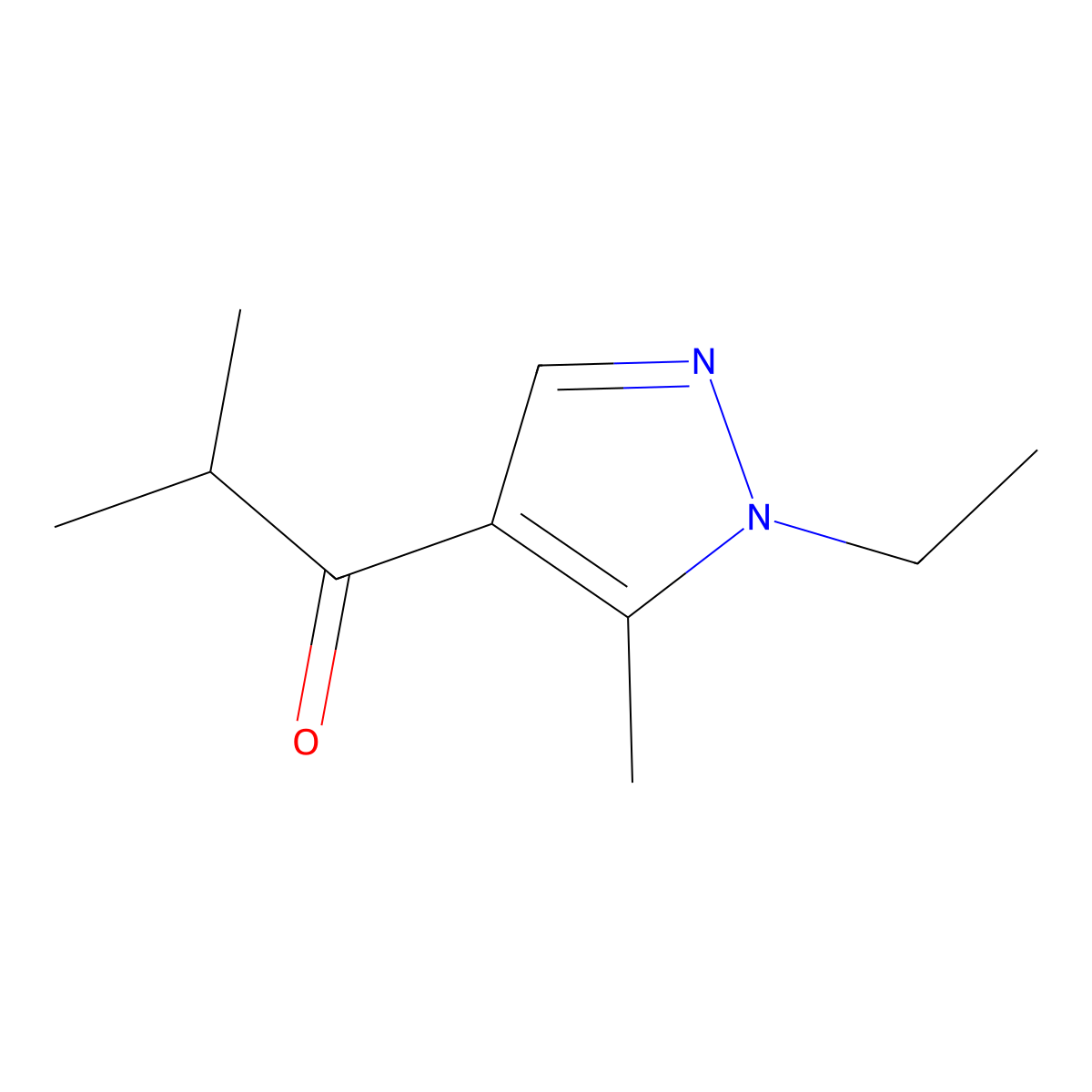 1-(1-ethyl-5-methyl-1H-pyrazol-4-yl)-2-methylpropan-1-one molecular structure, CAS 1174840-15-3