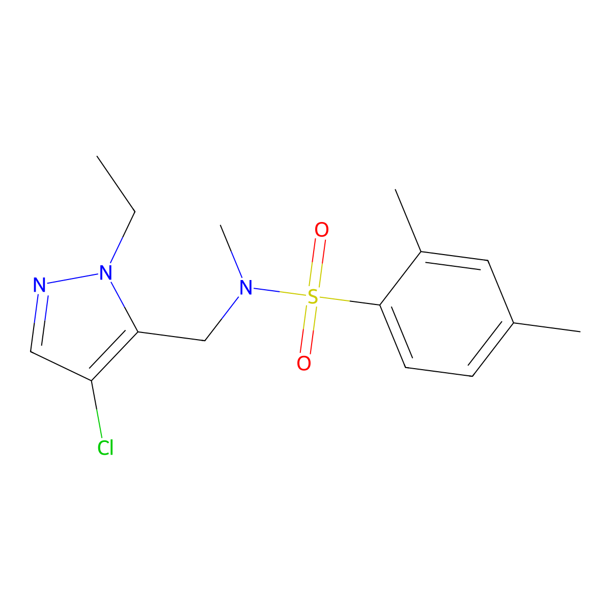 N-[(4-chloro-1-ethyl-1H-pyrazol-5-yl)methyl]-N,2,4-trimethylbenzenesulfonamide molecular structure, CAS 1174845-06-7