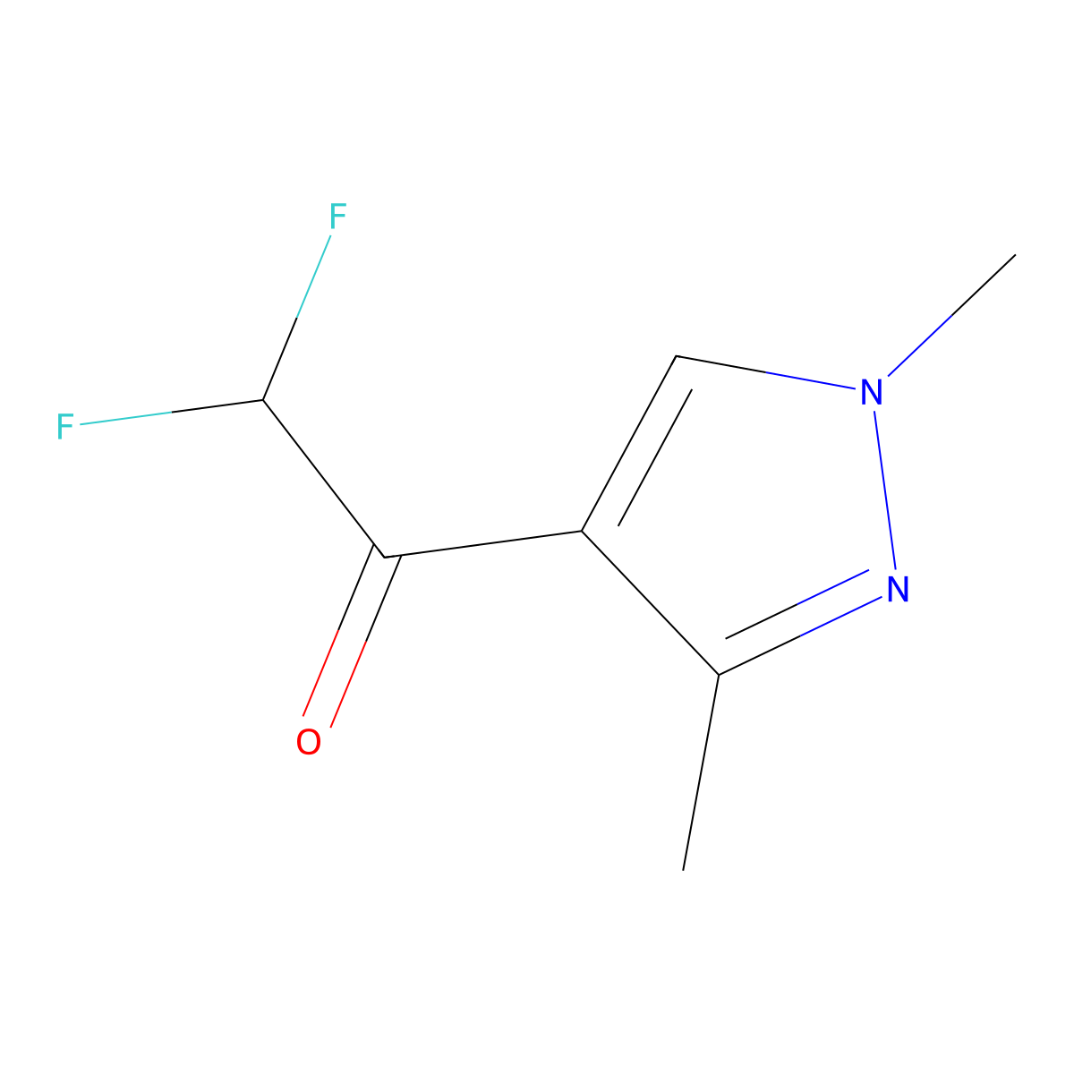 1-(1,3-dimethyl-1H-pyrazol-4-yl)-2,2-difluoroethanone molecular structure, CAS 1174846-40-2