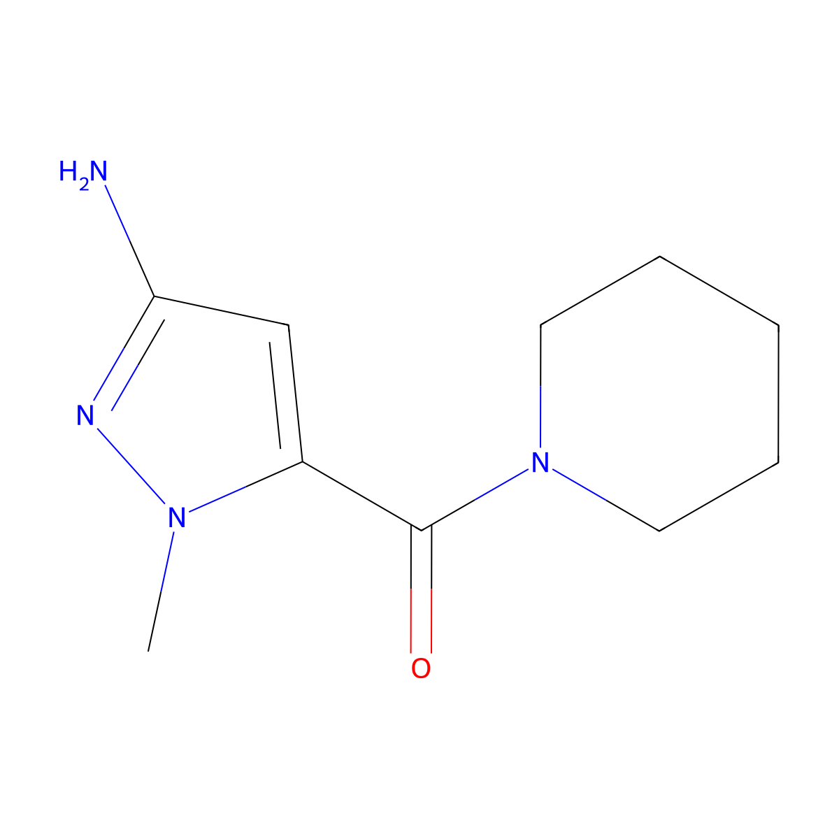 3-Amino-1-methylpyrazol-5-yl piperidyl ketone molecular structure, CAS 1174846-85-5