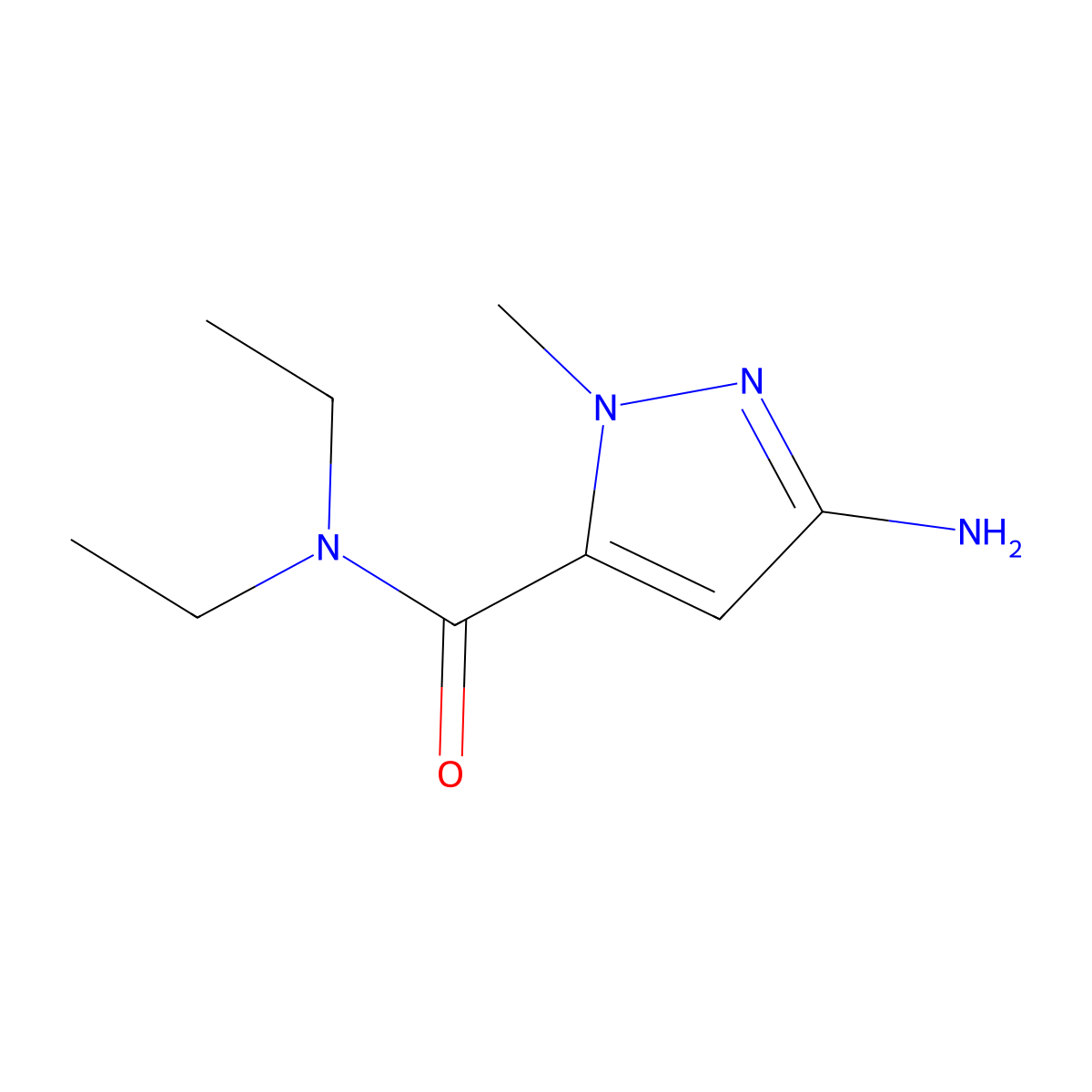 3-amino-N,N-diethyl-1-methyl-1H-pyrazole-5-carboxamide molecular structure, CAS 1174848-35-1