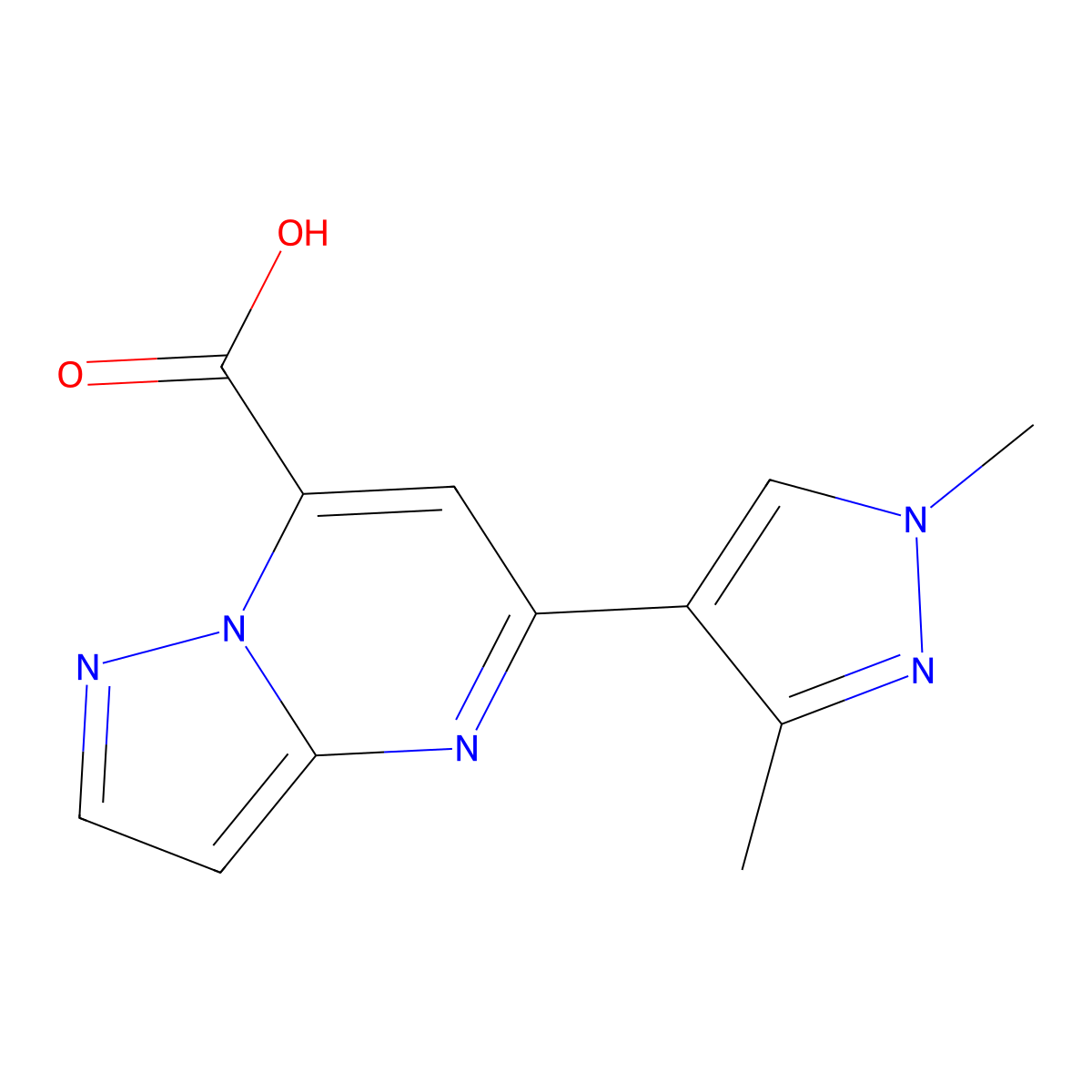 5-(1,3-Dimethyl-1H-pyrazol-4-yl)pyrazolo[1,5-a]pyrimidine-7-carboxylic acid molecular structure, CAS 1174849-53-6