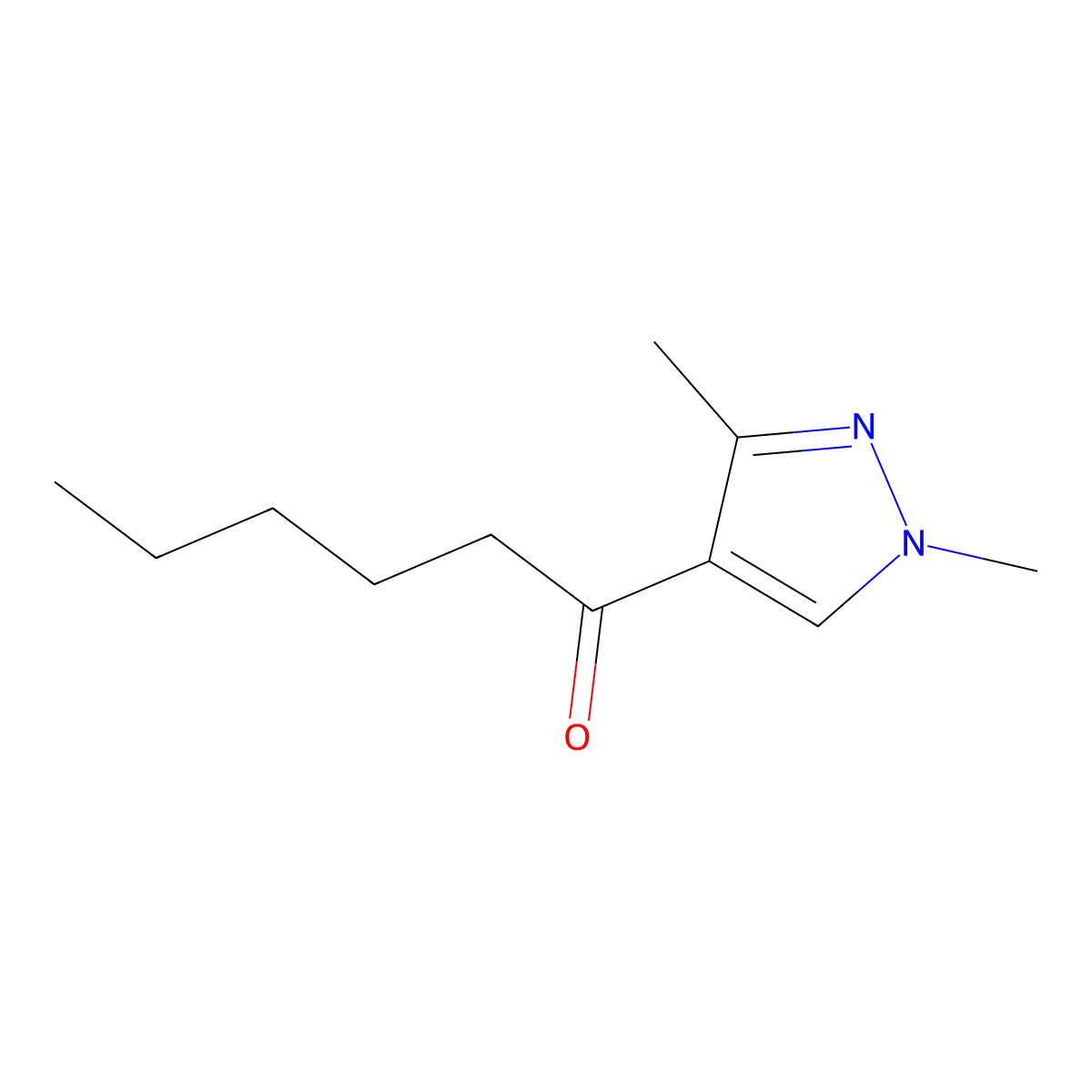 1-(1,3-dimethyl-1H-pyrazol-4-yl)hexan-1-one molecular structure, CAS 1174850-21-5