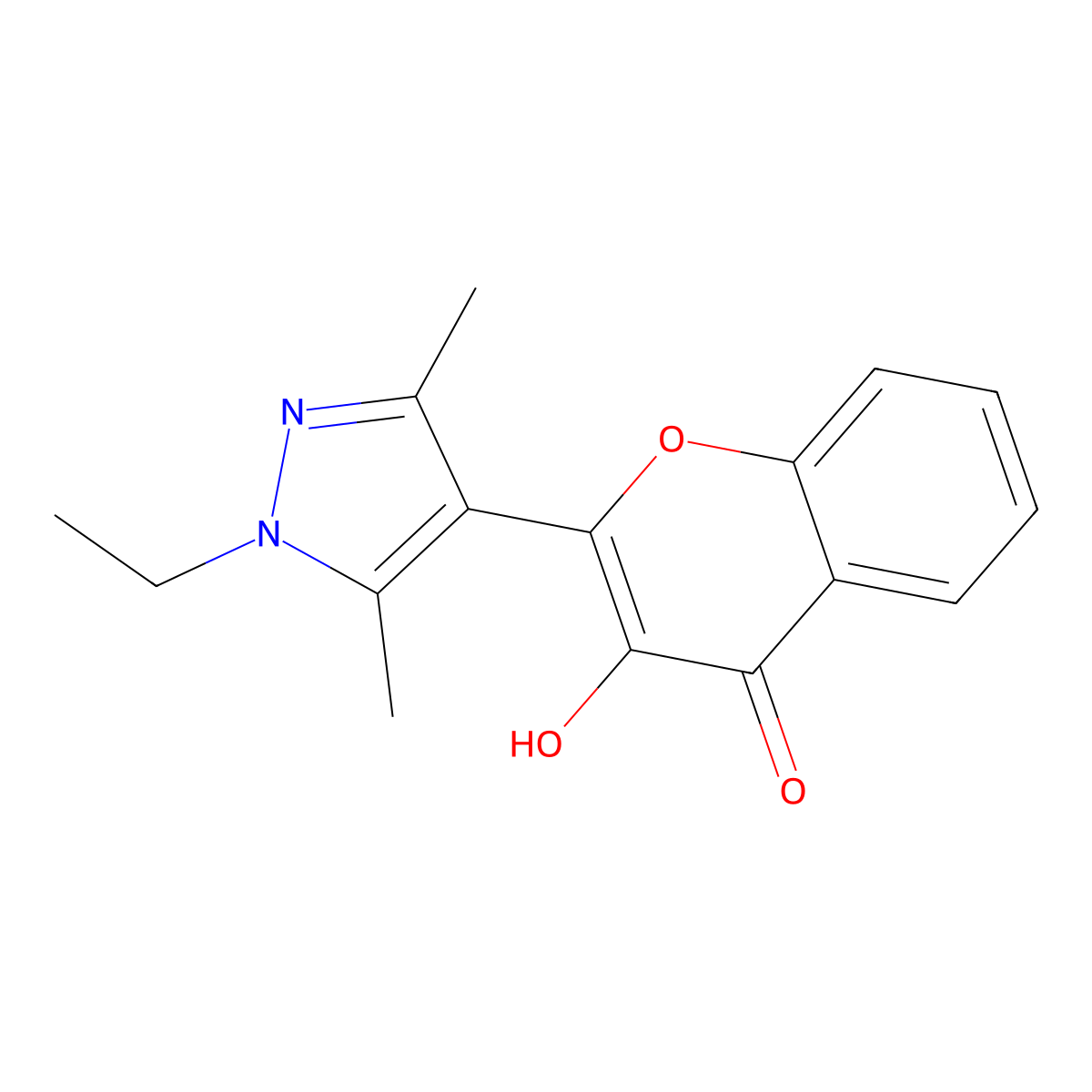 2-(1-ethyl-3,5-dimethyl-1H-pyrazol-4-yl)-3-hydroxy-4H-chromen-4-one molecular structure, CAS 1174850-34-0