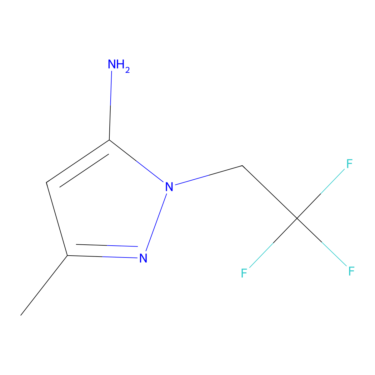 3-methyl-1-(2,2,2-trifluoroethyl)-1H-pyrazol-5-amine molecular structure, CAS 1174850-85-1