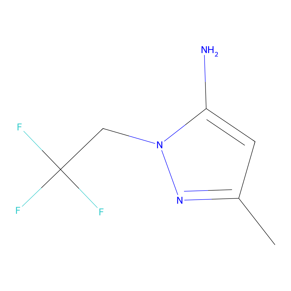 3-methyl-1-(2,2,2-trifluoroethyl)-1H-pyrazol-5-amine molecular structure, CAS 1174850-85-1