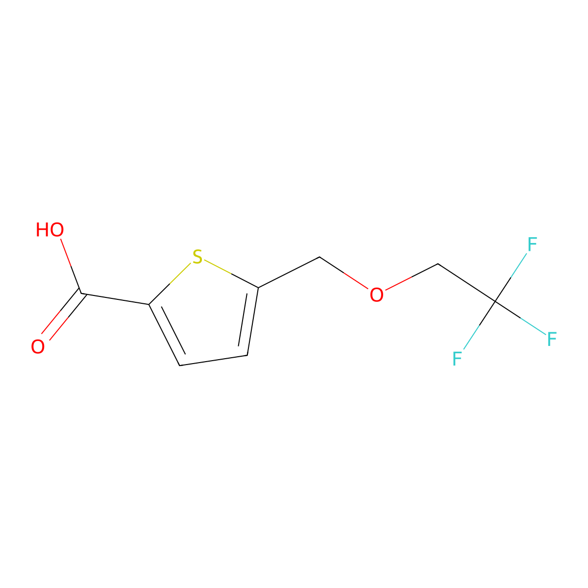 5-[(2,2,2-Trifluoroethoxy)methyl]thiophene-2-carboxylic acid molecular structure, CAS 1174851-74-1