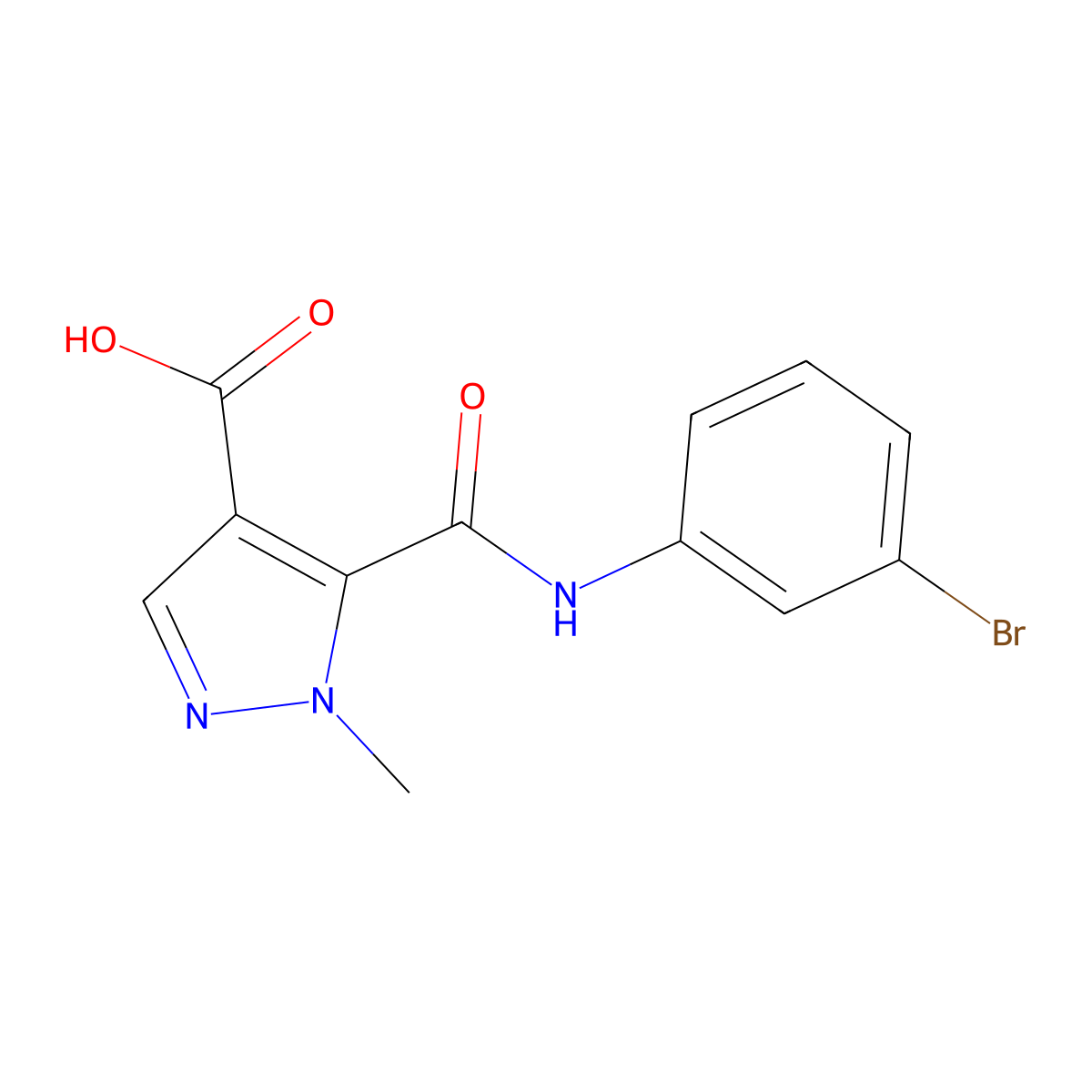 5-[(3-bromophenyl)carbamoyl]-1-methyl-1H-pyrazole-4-carboxylic acid molecular structure, CAS 1174851-75-2