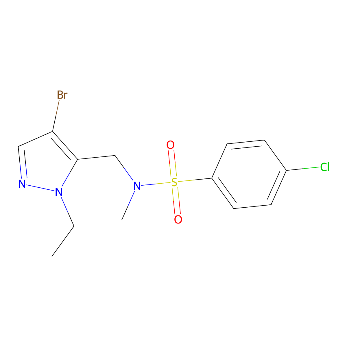 N-[(4-bromo-1-ethyl-1H-pyrazol-5-yl)methyl]-4-chloro-N-methylbenzenesulfonamide molecular structure, CAS 1174851-85-4