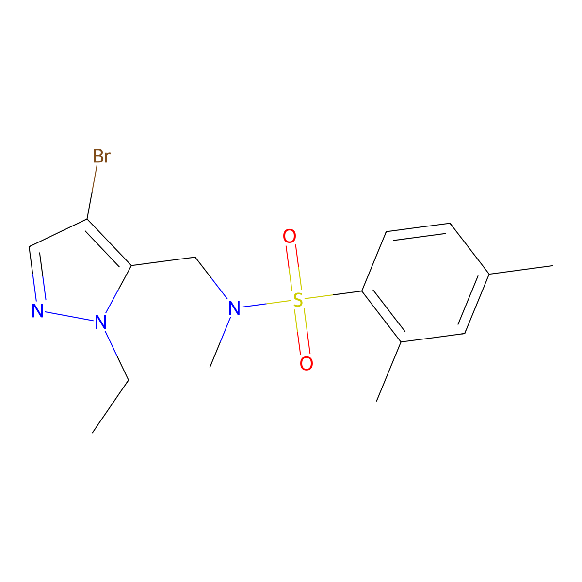 N-[(4-bromo-1-ethyl-1H-pyrazol-5-yl)methyl]-N,2,4-trimethylbenzenesulfonamide molecular structure, CAS 1174851-94-5
