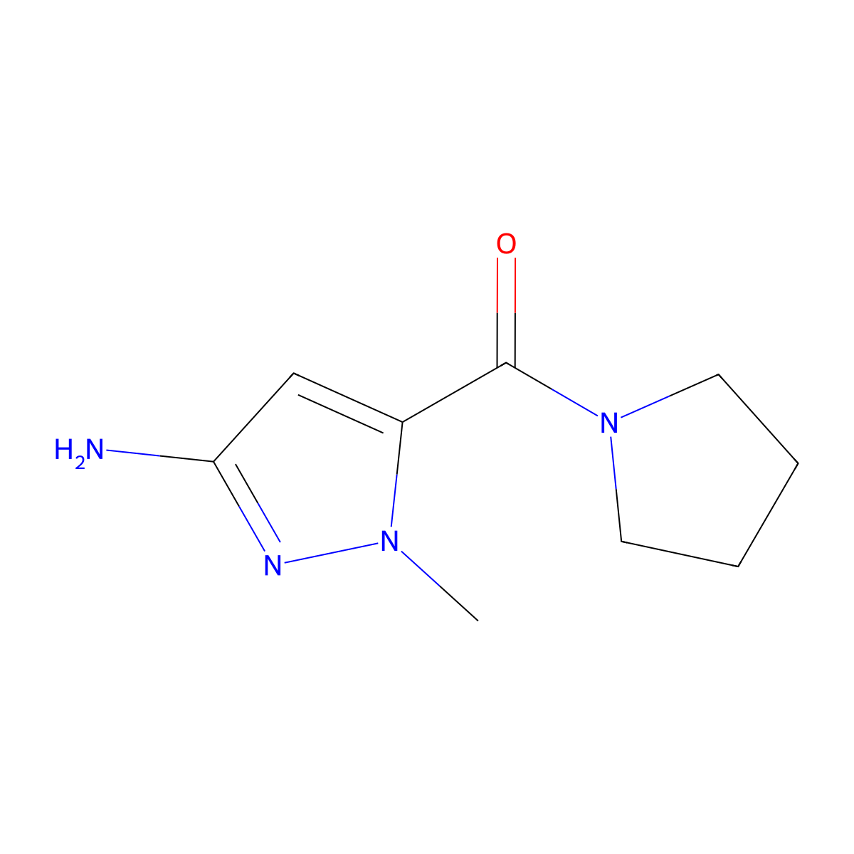 3-Amino-1-methylpyrazol-5-yl pyrrolidinyl ketone molecular structure, CAS 1174852-89-1