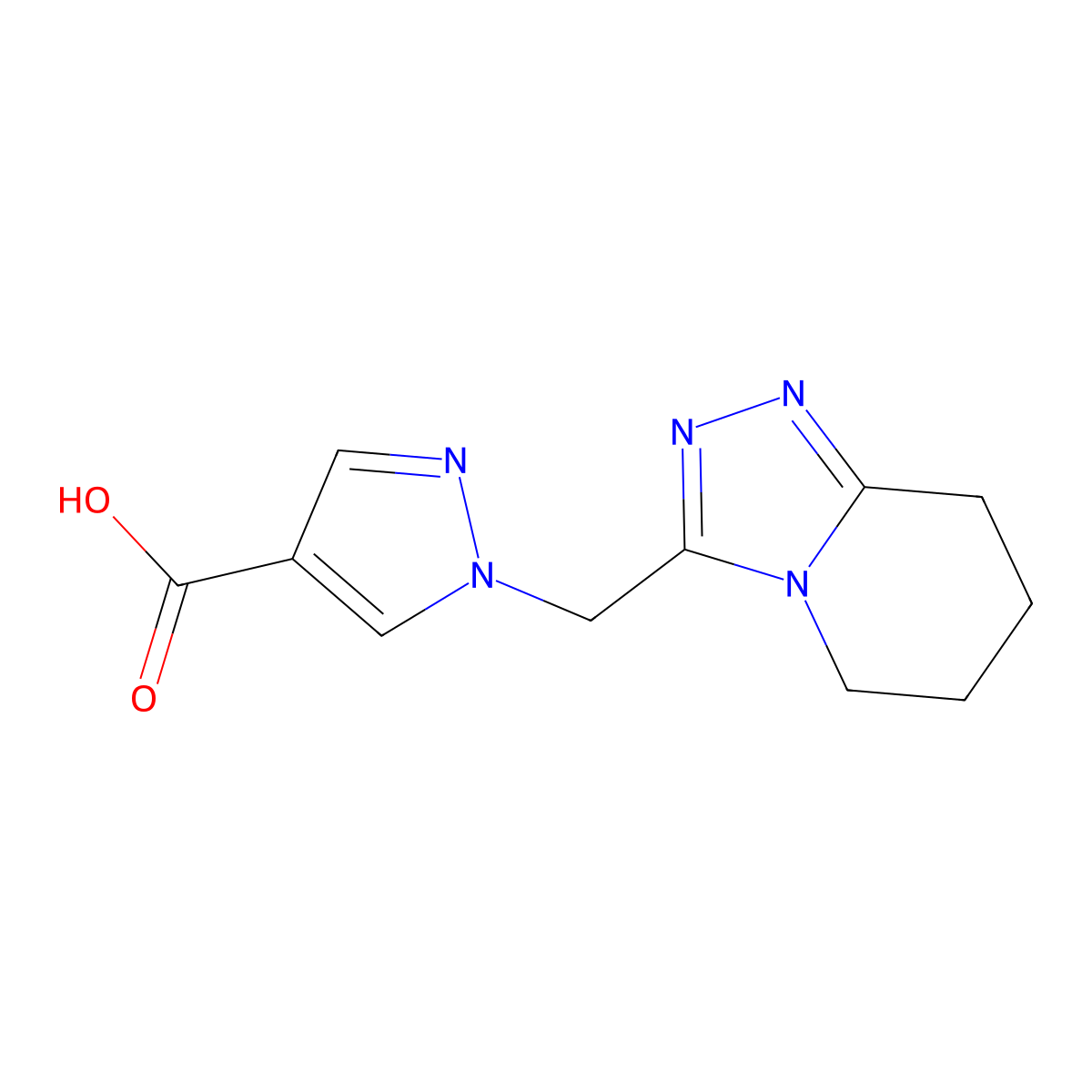 1-(5,6,7,8-tetrahydro[1,2,4]triazolo[4,3-a]pyridin-3-ylmethyl)-1H-pyrazole-4-carboxylic acid molecular structure, CAS 1174854-06-8