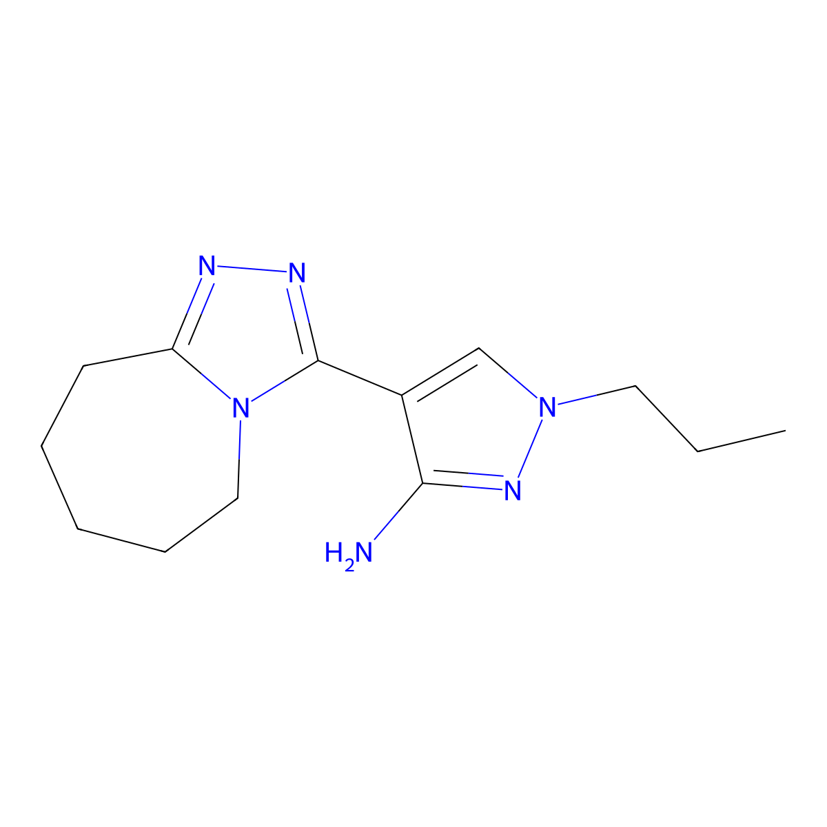 1-propyl-4-(6,7,8,9-tetrahydro-5H-[1,2,4]triazolo[4,3-a]azepin-3-yl)-1H-pyrazol-3-amine molecular structure, CAS 1174856-28-0