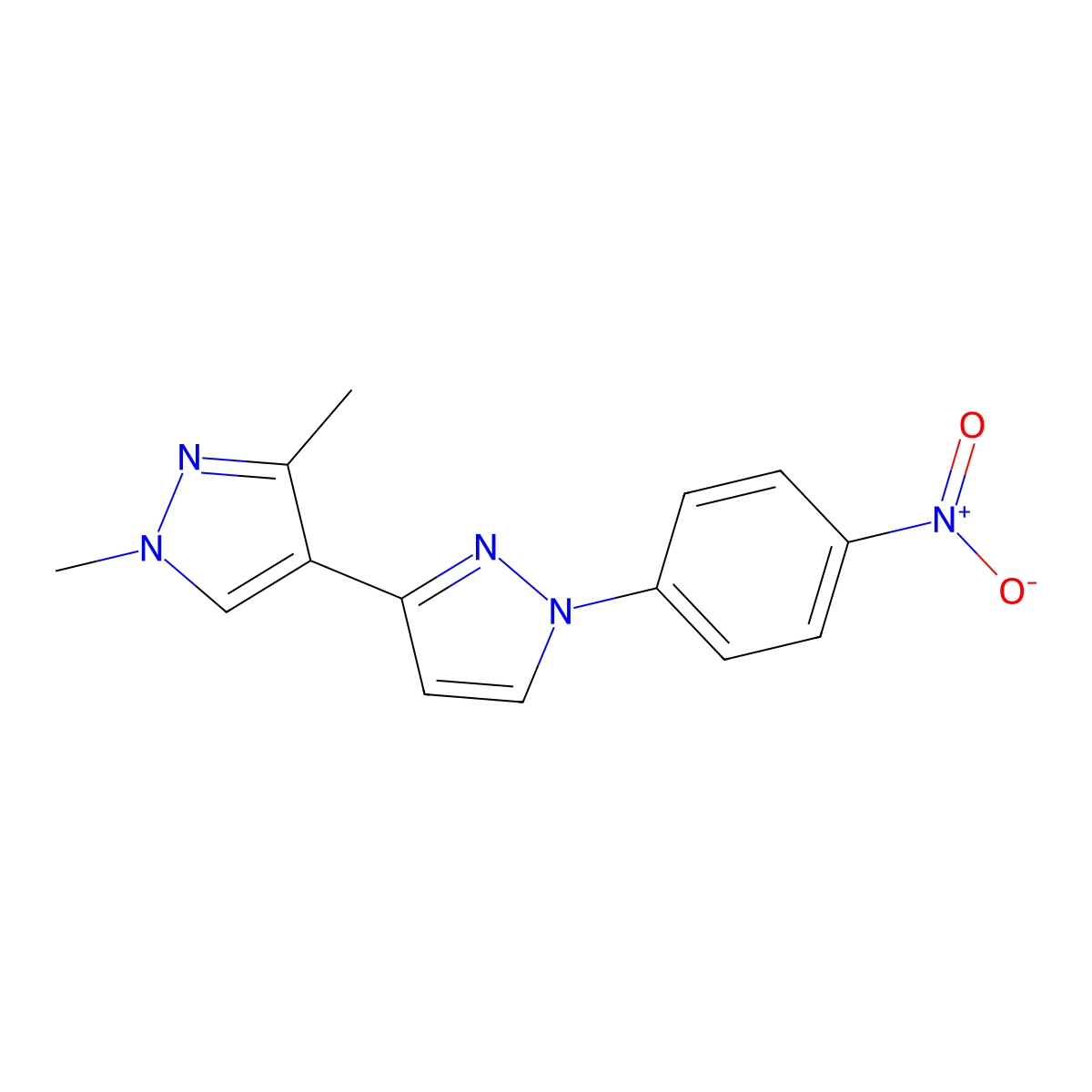 1',3'-dimethyl-1-(4-nitrophenyl)-1H,1'H-3,4'-bipyrazole molecular structure, CAS 1174860-67-3