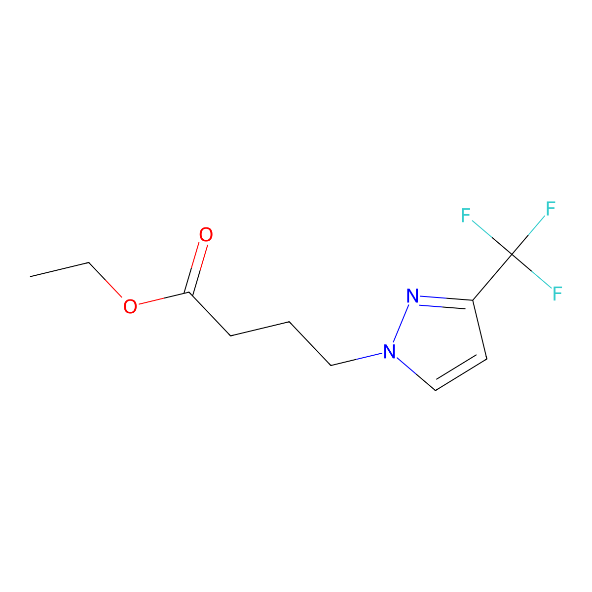 ethyl 4-[3-(trifluoromethyl)-1H-pyrazol-1-yl]butanoate molecular structure, CAS 1174860-75-3