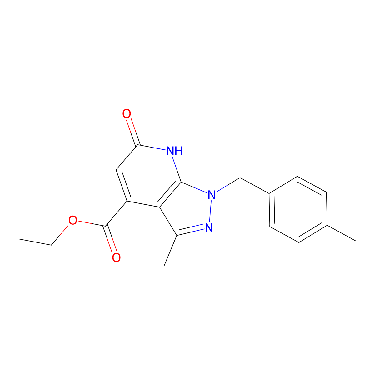 ethyl 3-methyl-1-(4-methylbenzyl)-6-oxo-6,7-dihydro-1H-pyrazolo[3,4-b]pyridine-4-carboxylate molecular structure, CAS 1174860-77-5