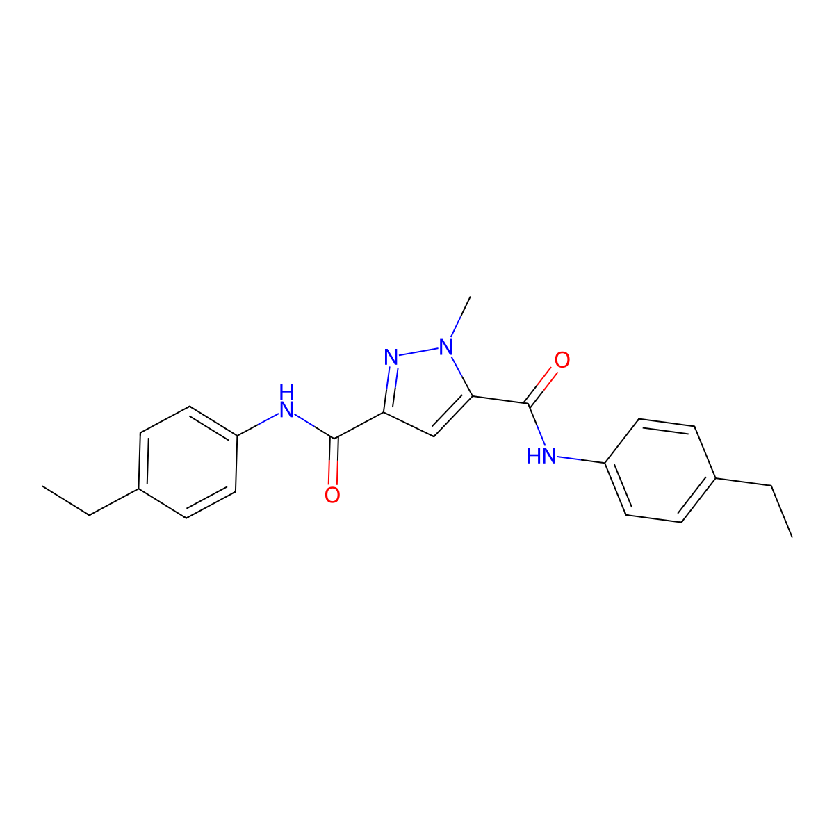 N,N'-bis(4-ethylphenyl)-1-methyl-1H-pyrazole-3,5-dicarboxamide molecular structure, CAS 1174861-70-1