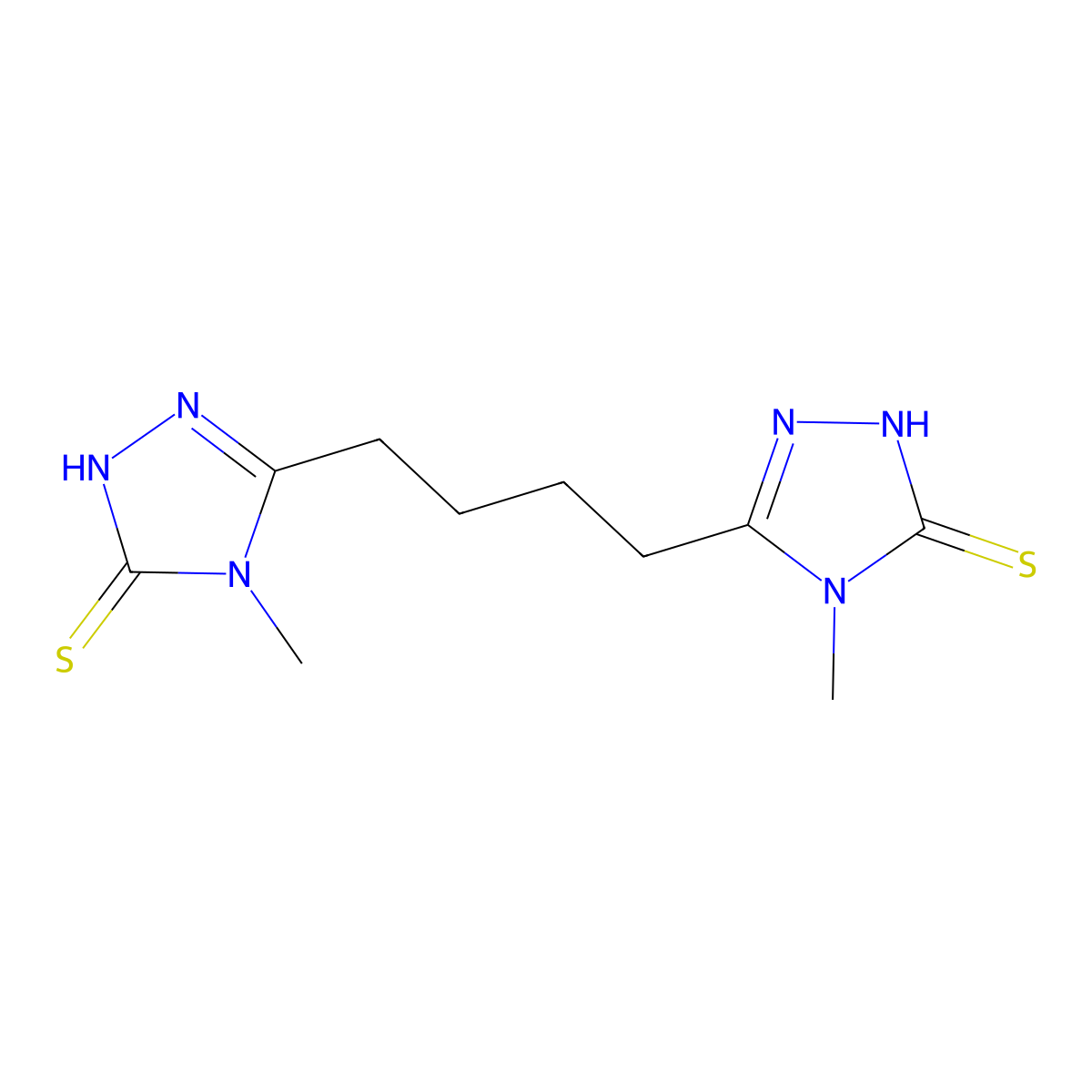 5,5'-butane-1,4-diylbis(4-methyl-4H-1,2,4-triazole-3-thiol) molecular structure, CAS 1174861-71-2