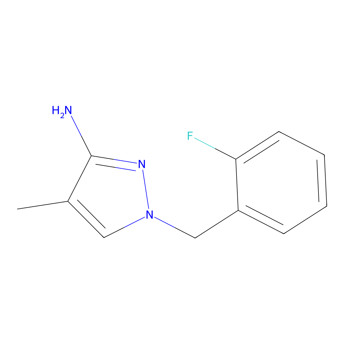 1-(2-fluorobenzyl)-4-methyl-1H-pyrazol-3-amine molecular structure, CAS 1174861-73-4