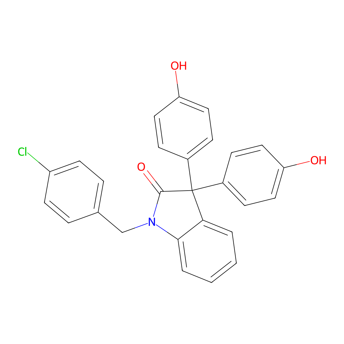 3,3-Bis(4-hydroxyphenyl)-1-[(4-chlorophenyl)methyl]indolin-2-one molecular structure, CAS 1174861-93-8