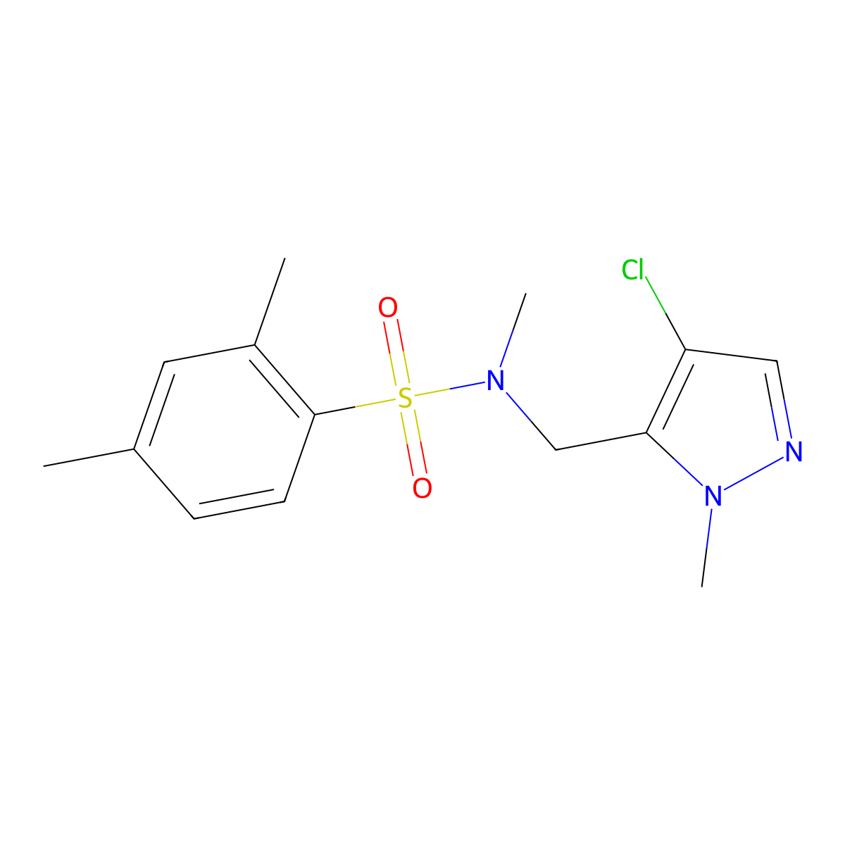 N-[(4-chloro-1-methyl-1H-pyrazol-5-yl)methyl]-N,2,4-trimethylbenzenesulfonamide molecular structure, CAS 1174861-99-4