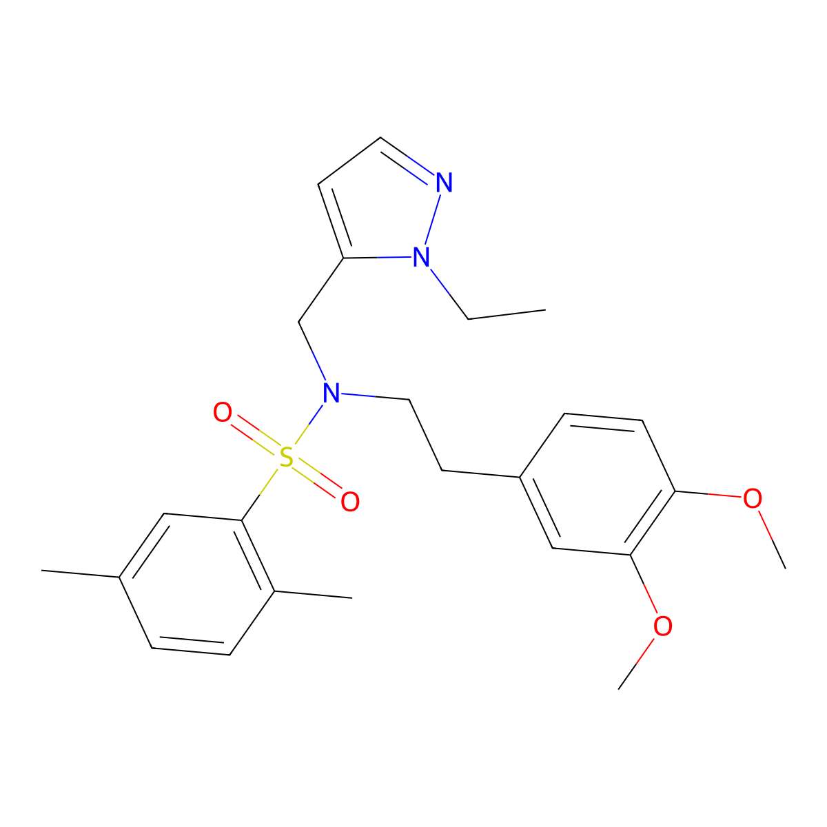 N-[2-(3,4-dimethoxyphenyl)ethyl]-N-[(1-ethyl-1H-pyrazol-5-yl)methyl]-2,5-dimethylbenzenesulfonamide molecular structure, CAS 1174862-78-2